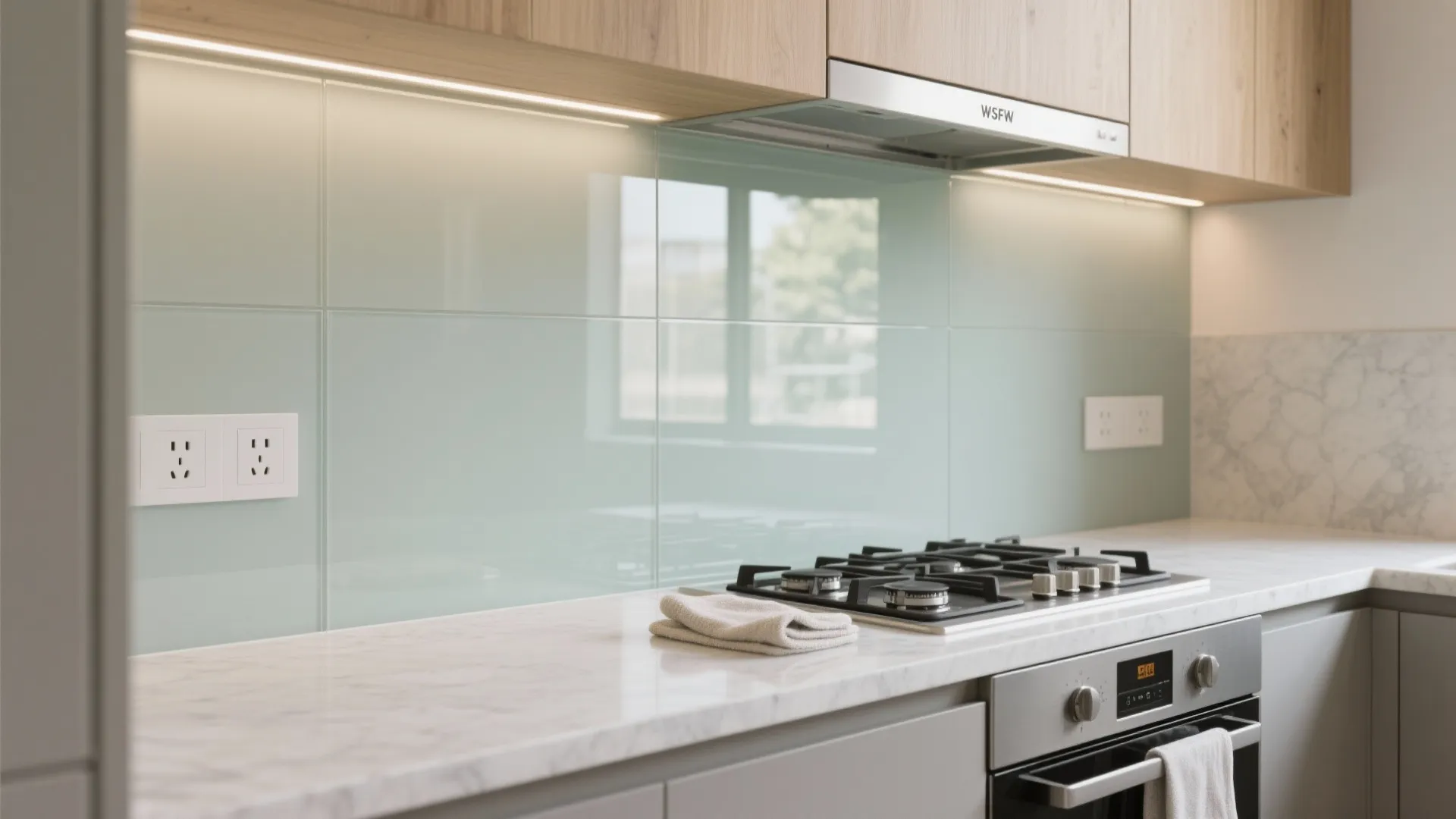 Glass Backsplash for Light and Easy Cleaning