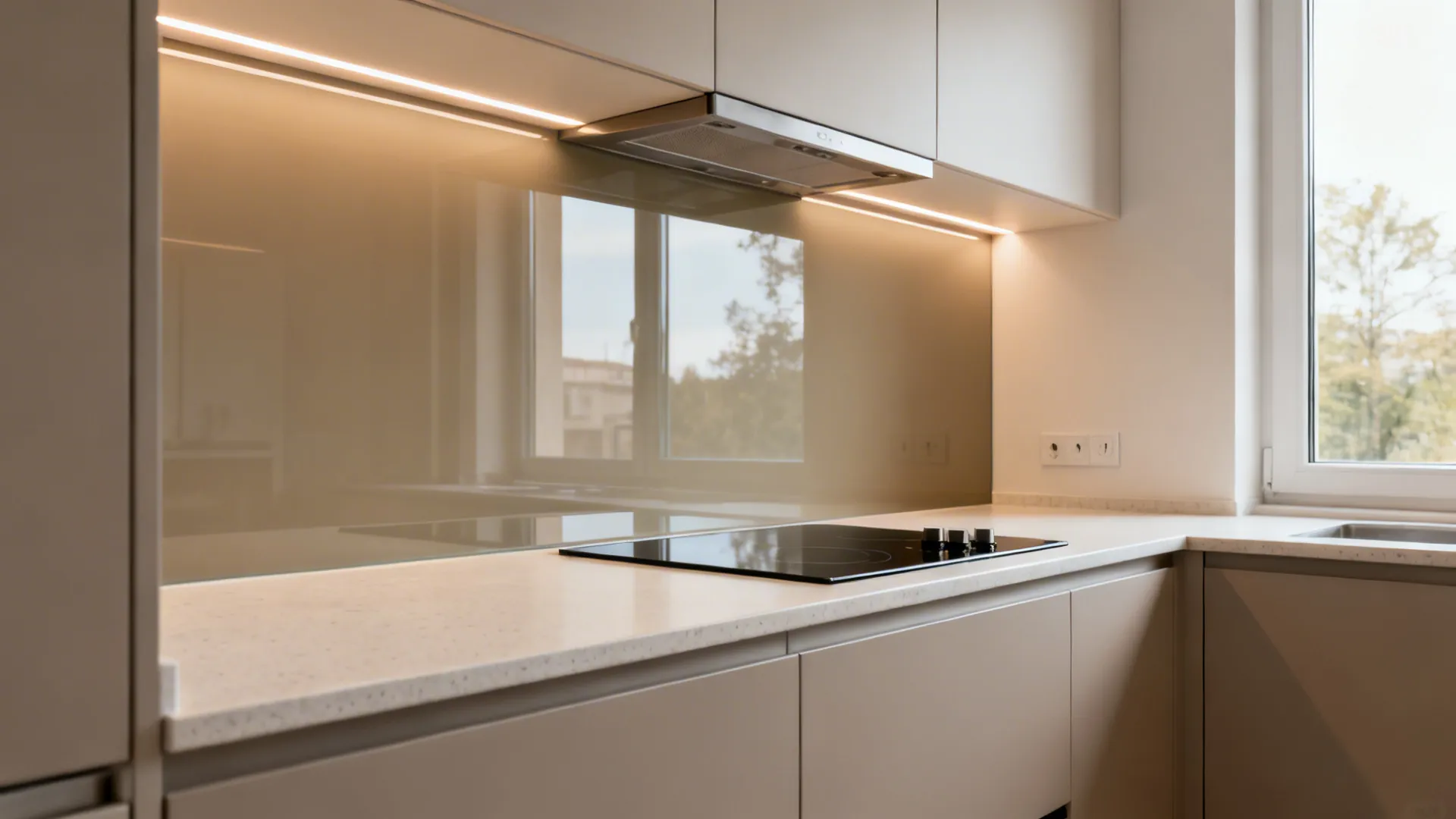 Glass Backsplash for Light and Cleanup Ease