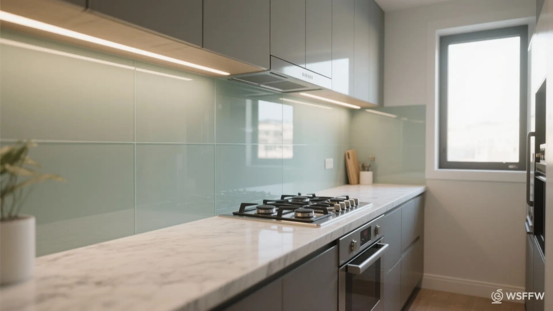 Glass Backsplash for Light, Depth, and Easy Cleaning