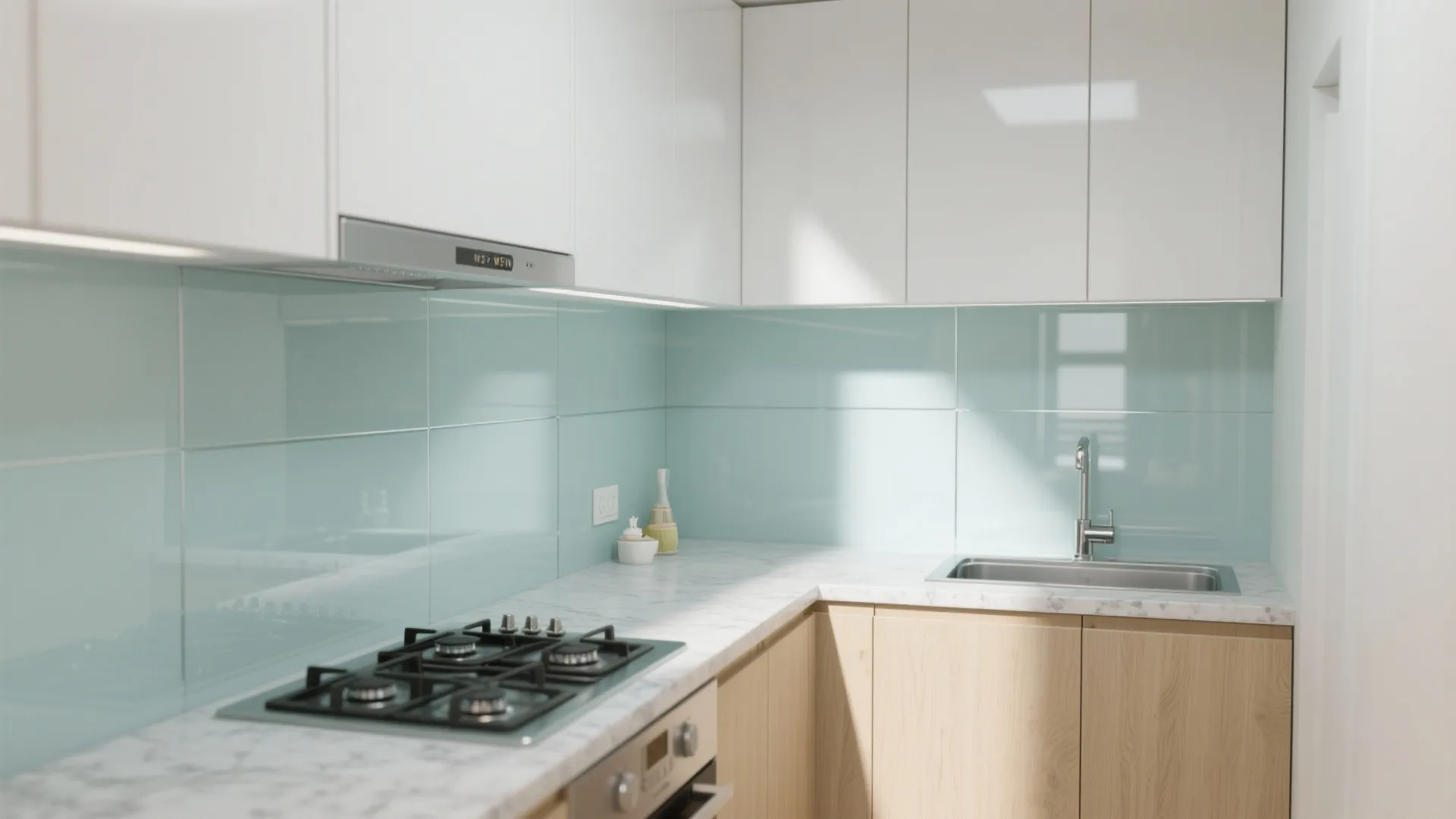 Glass Backsplash for Light and Depth