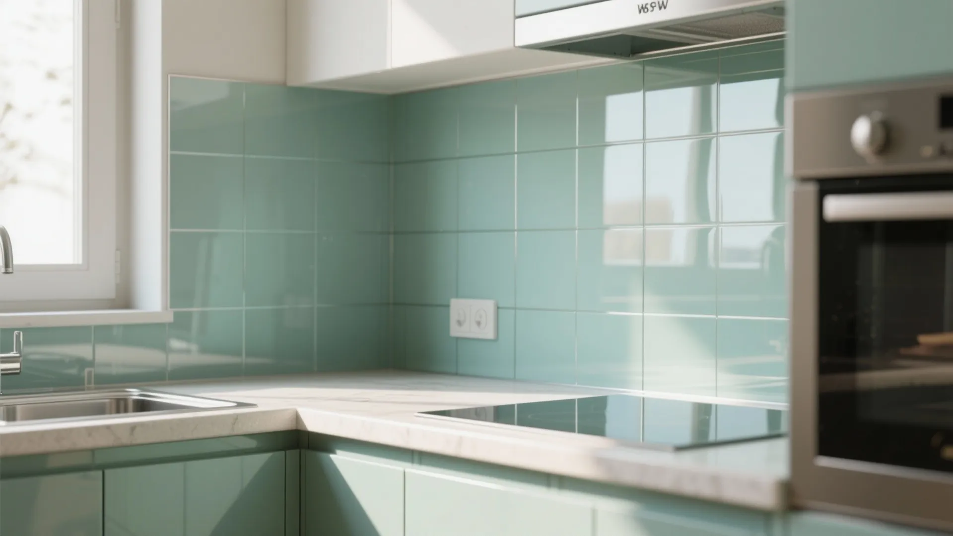 Glass Backsplash for an Airy Kitchen