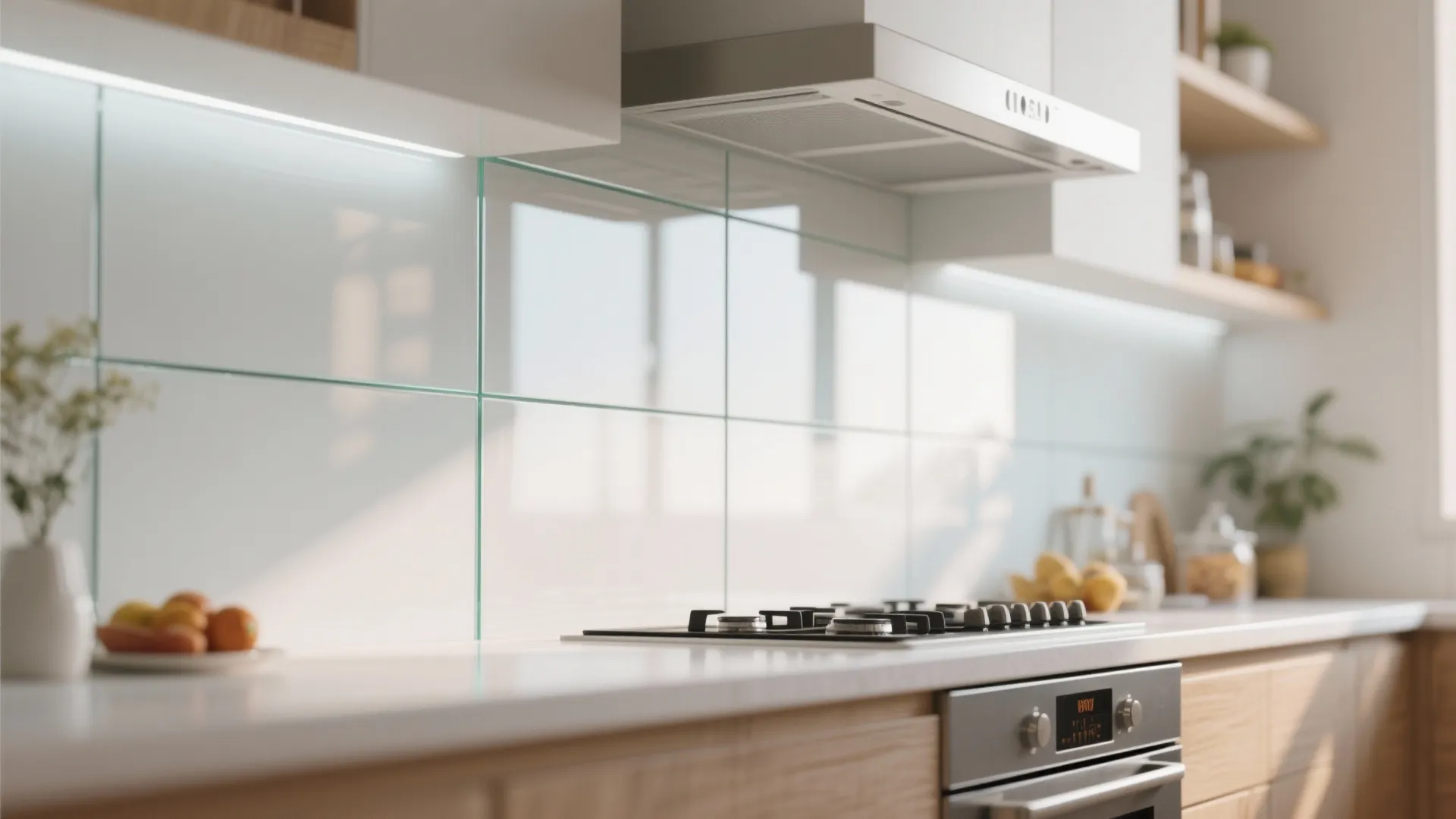 Glass Backsplash for an Open Feel