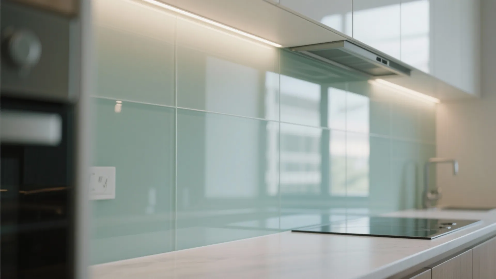 Glass Backsplash for an Open Feel