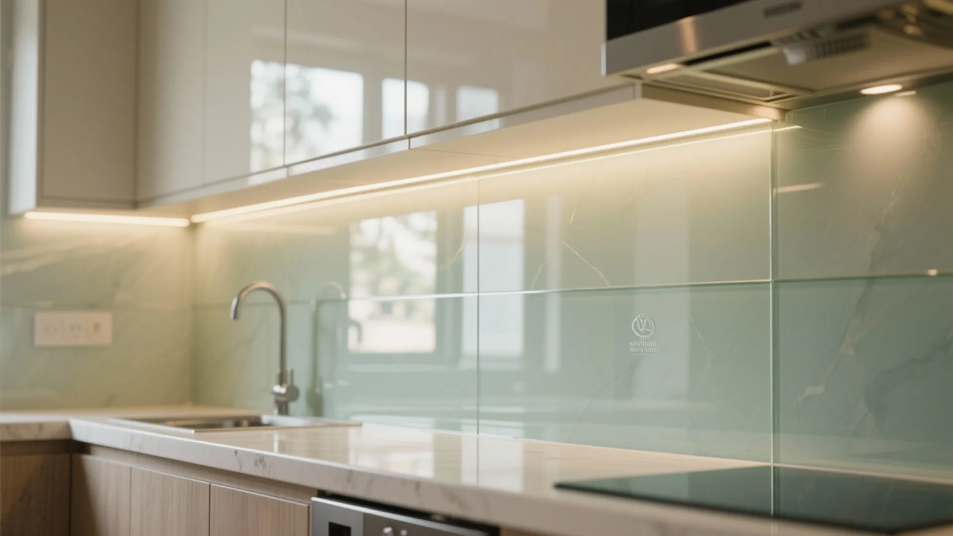 Glass Backsplash for Airy Feel
