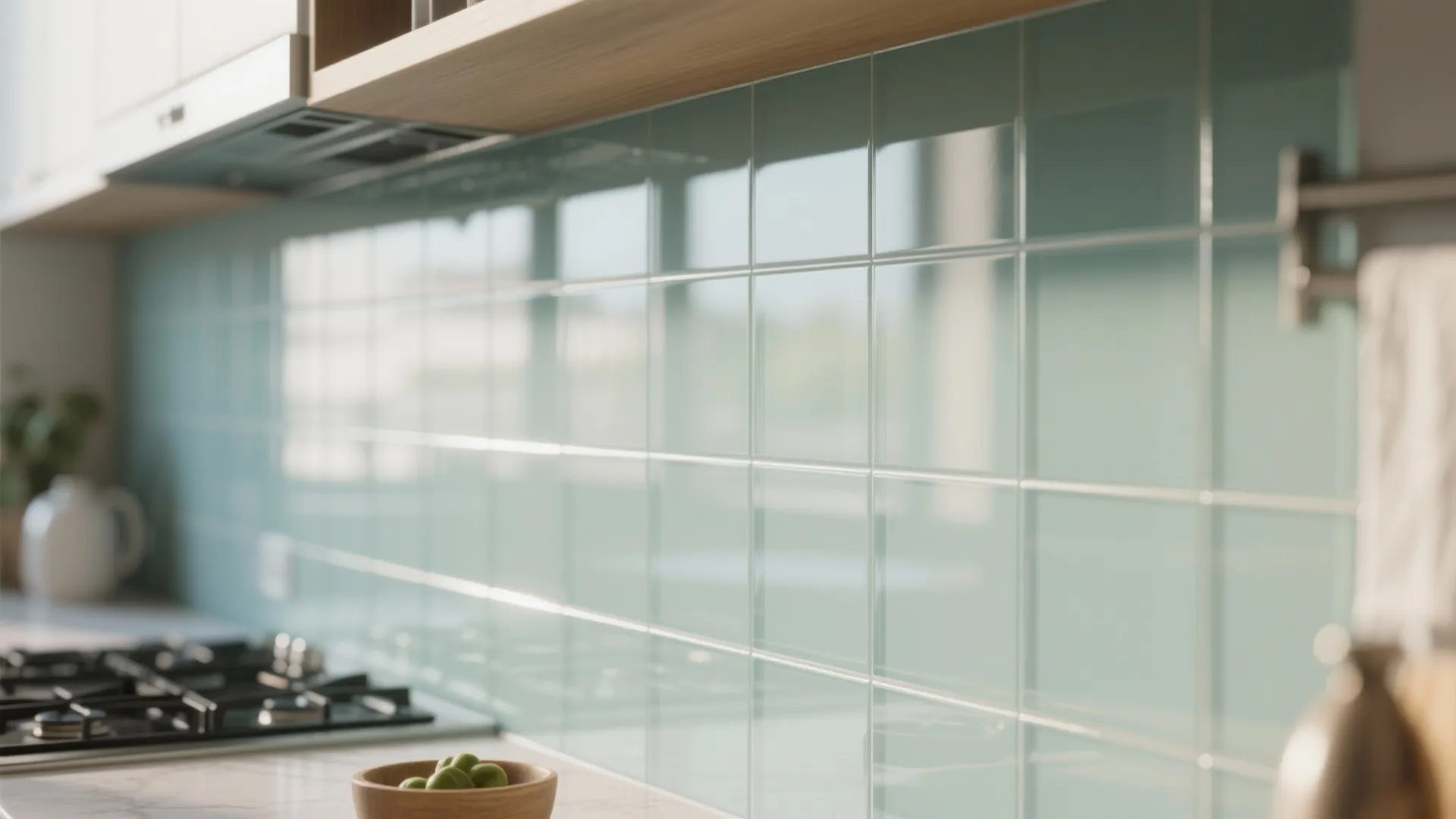 Glass Backsplash for Airy Feel