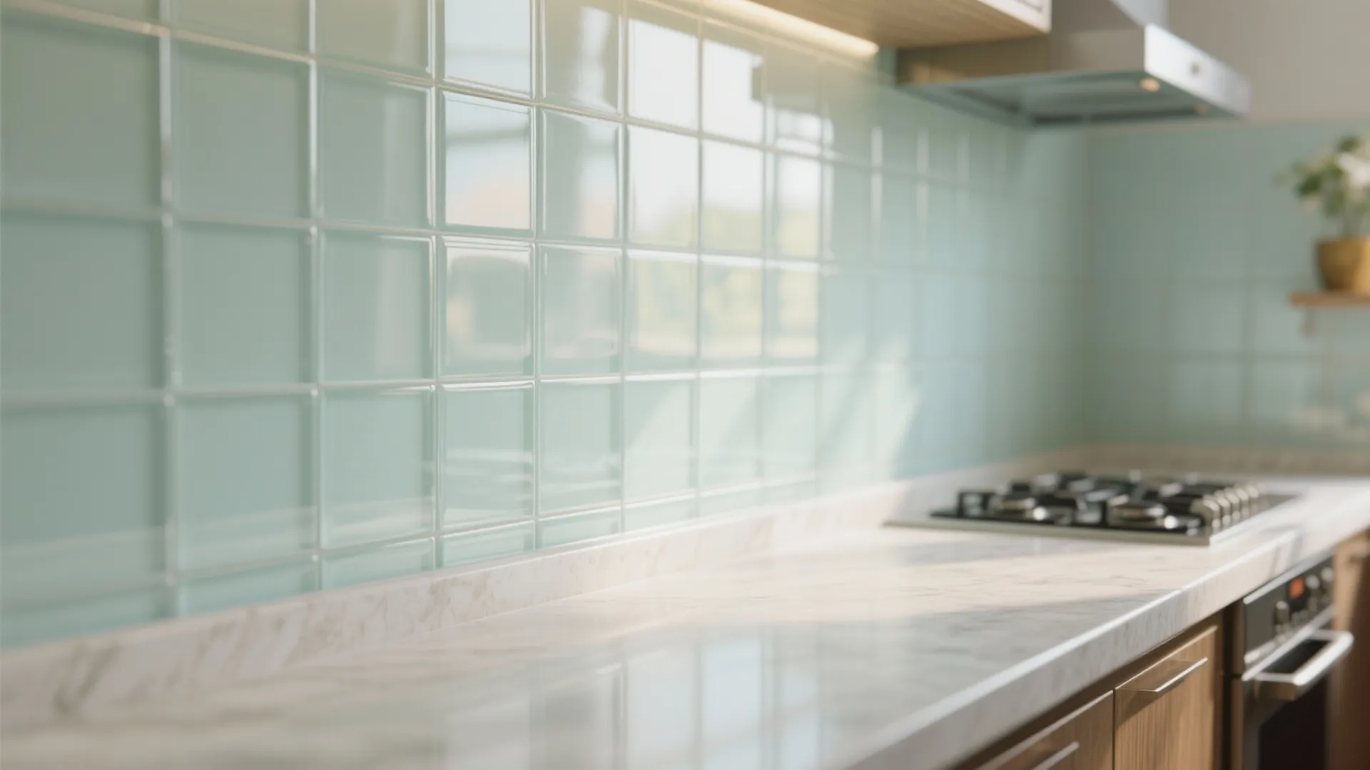 Glass Backsplash for a Lighter Feel