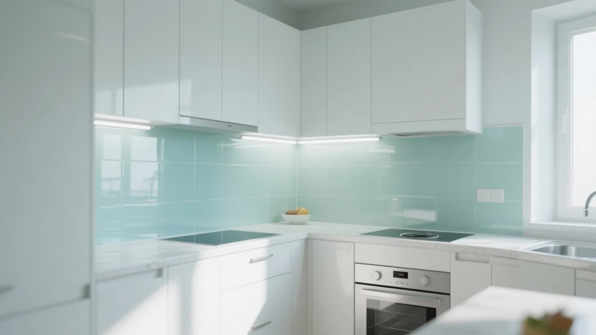 Glass Backsplash for an Airy Feel