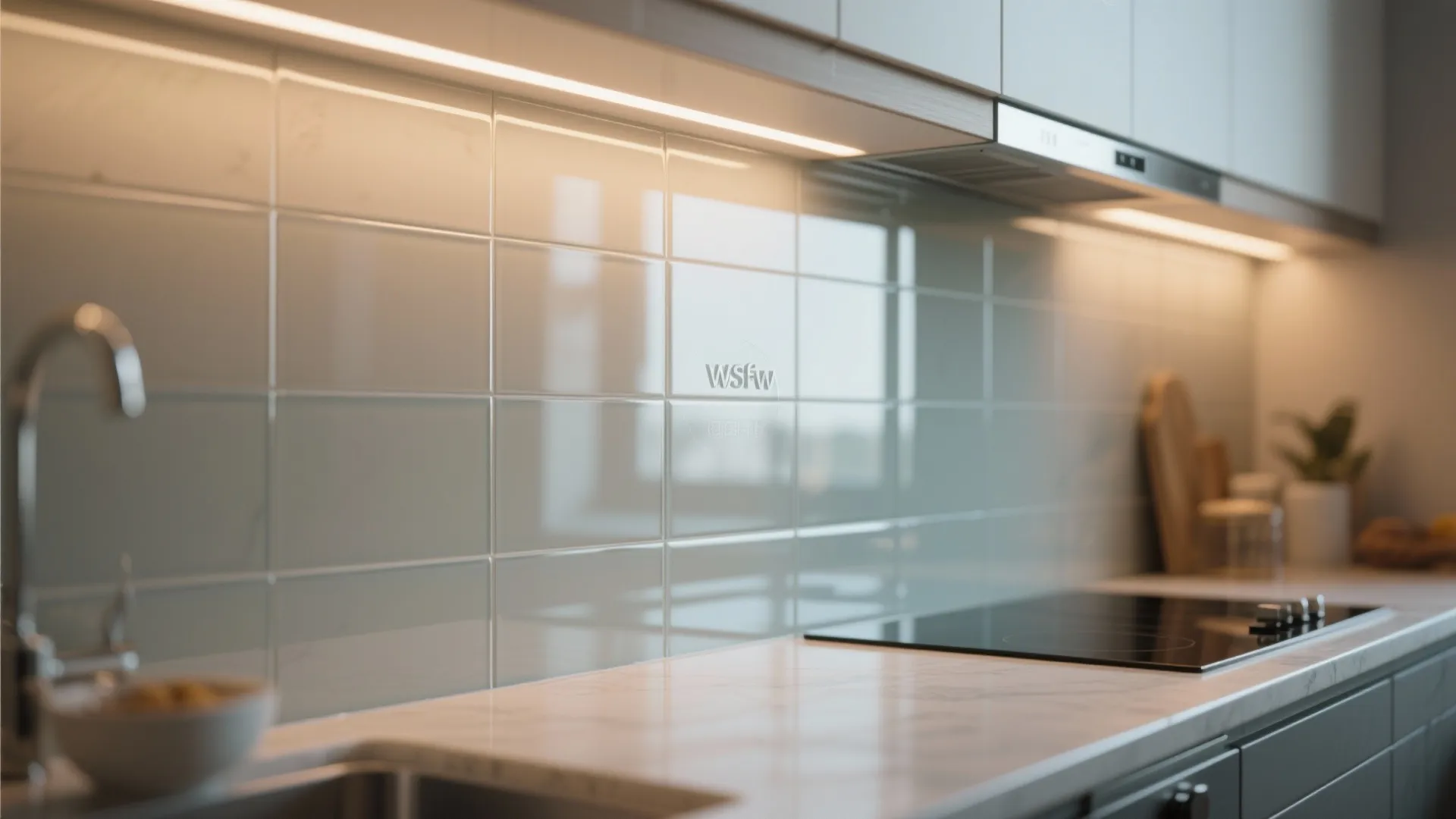 Glass Backsplash for Airy Feel