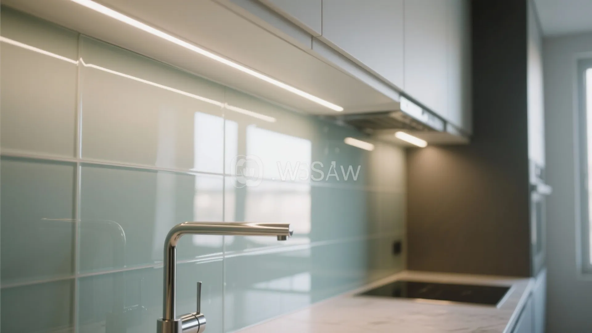 Glass Backsplash for Airy Feel