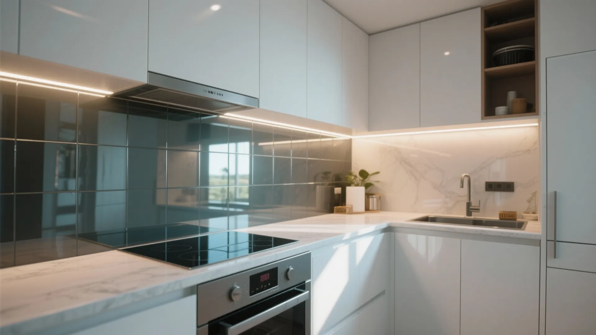 Glass Backsplash for Light & Depth