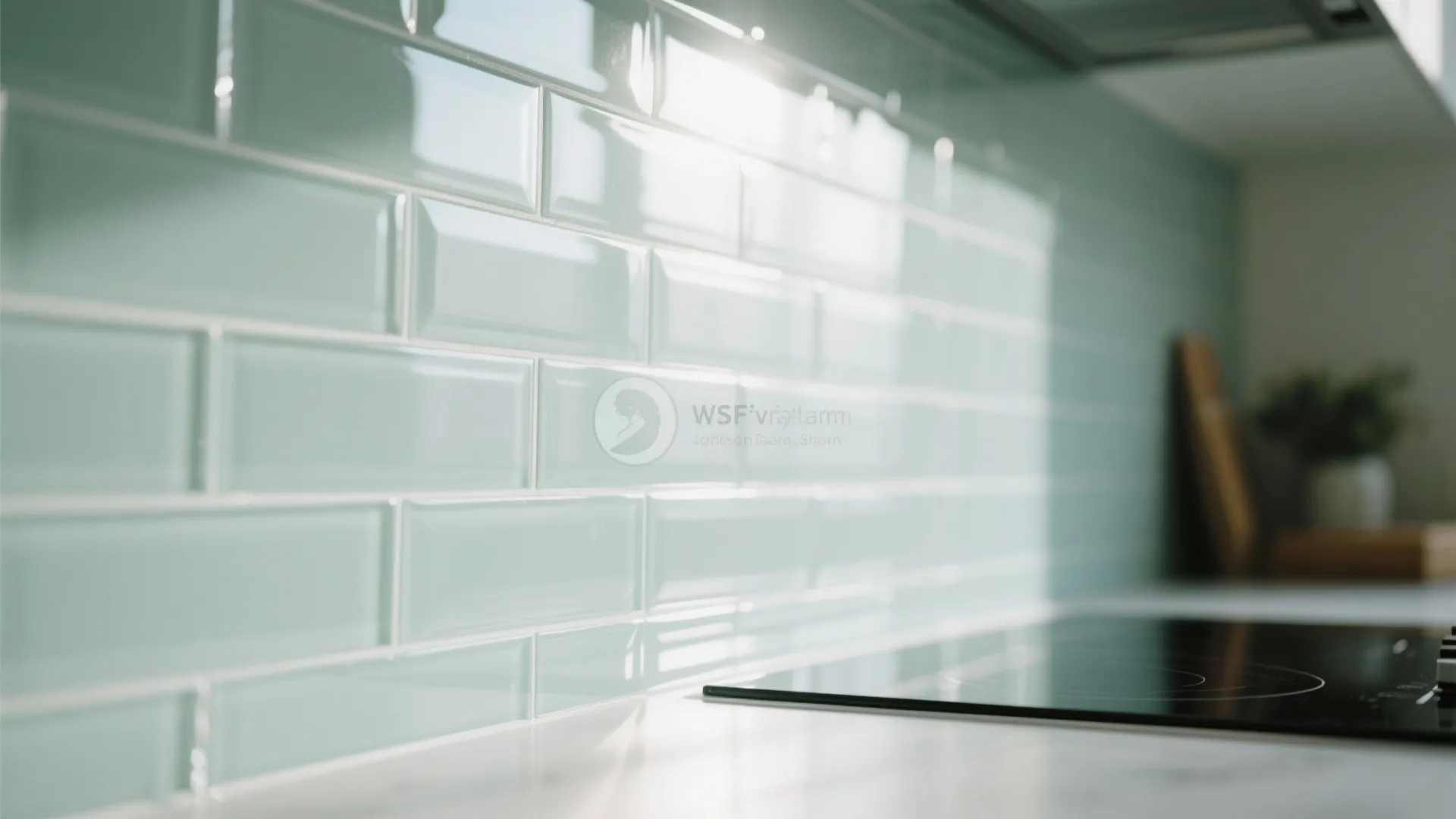 Glass backsplash for a brighter kitchen
