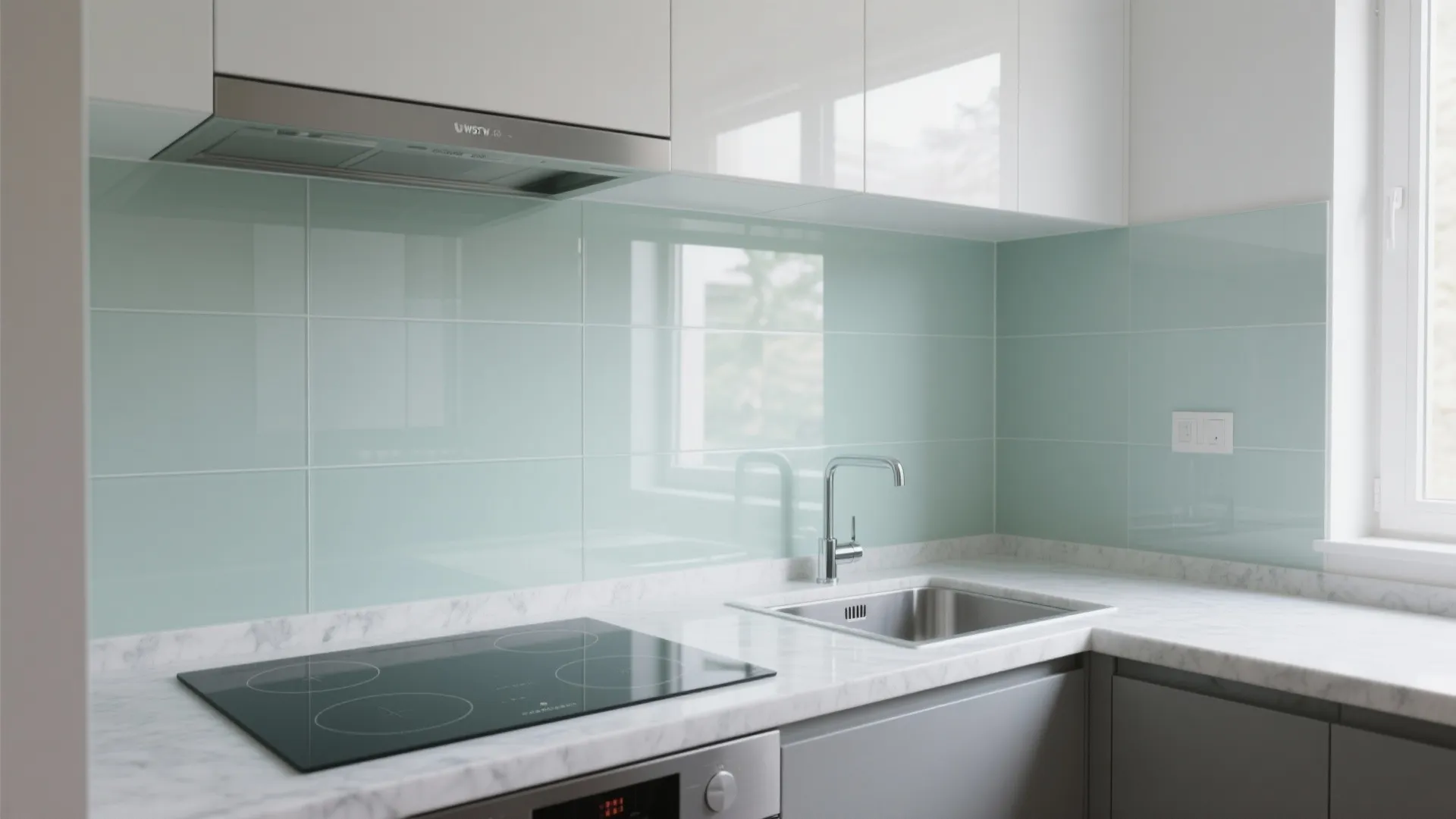 Glass Backsplash for Light, Reflection, and Easy Cleaning