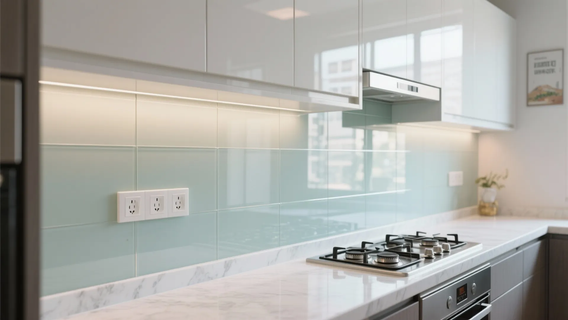 Glass Backsplash for Light and Easy Cleaning