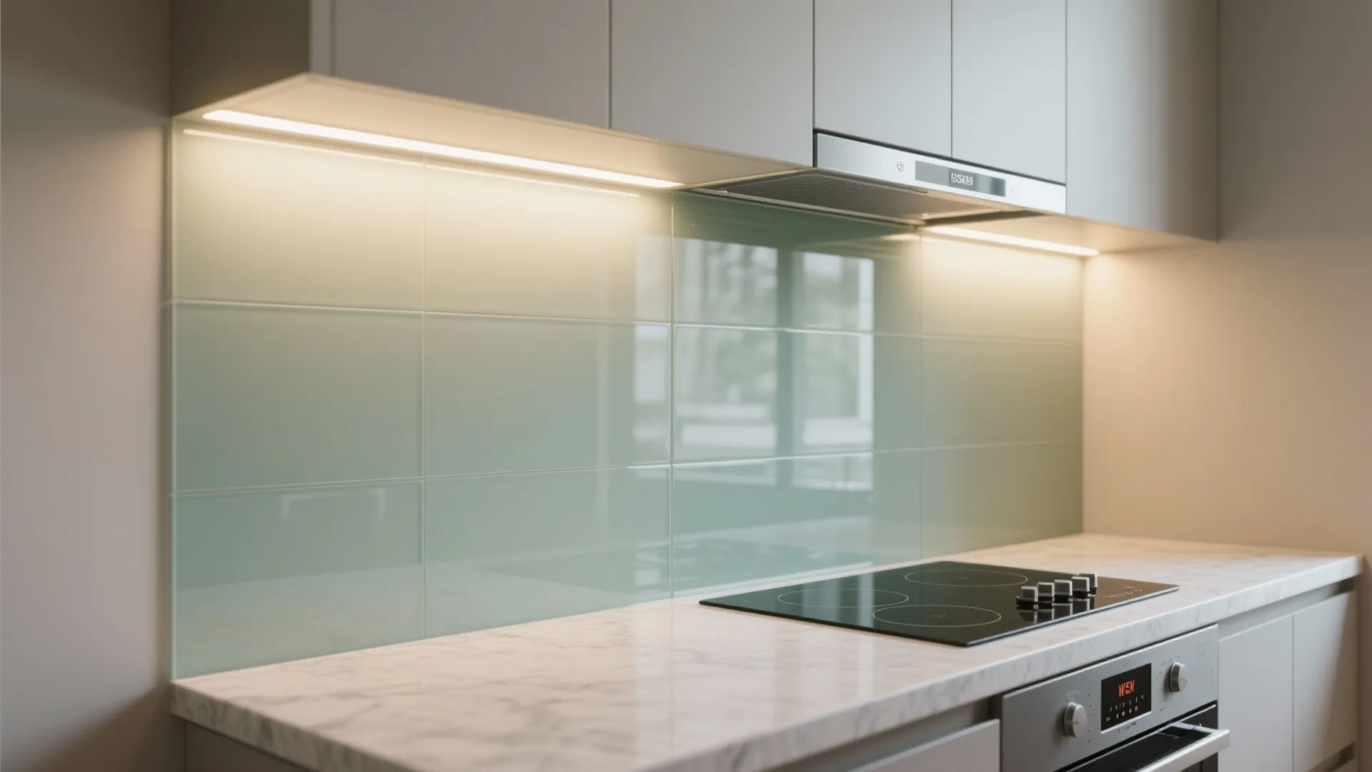 Glass Backsplash for Light and Easy Cleaning