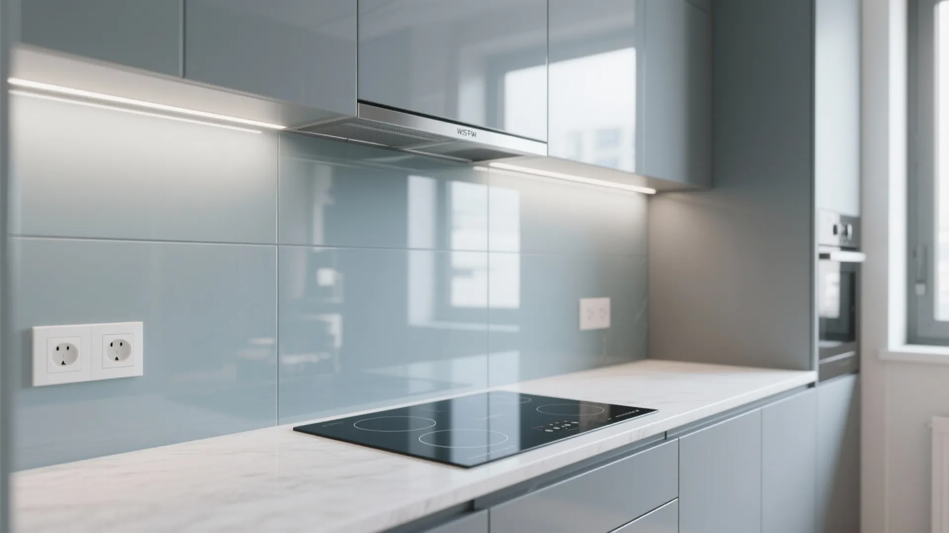 Glass backsplashes for depth and light