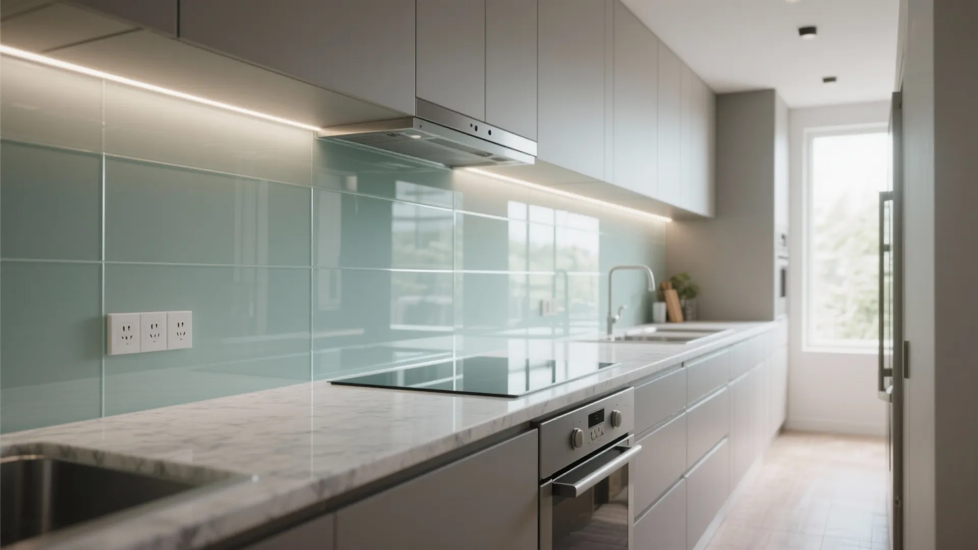 Glass Backsplash for Light and Easy Cleaning