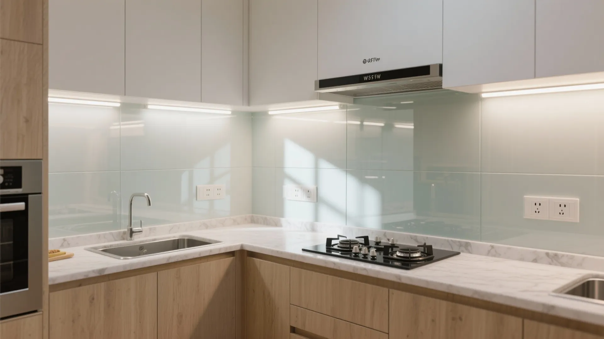 Glass Backsplash for Light and Depth