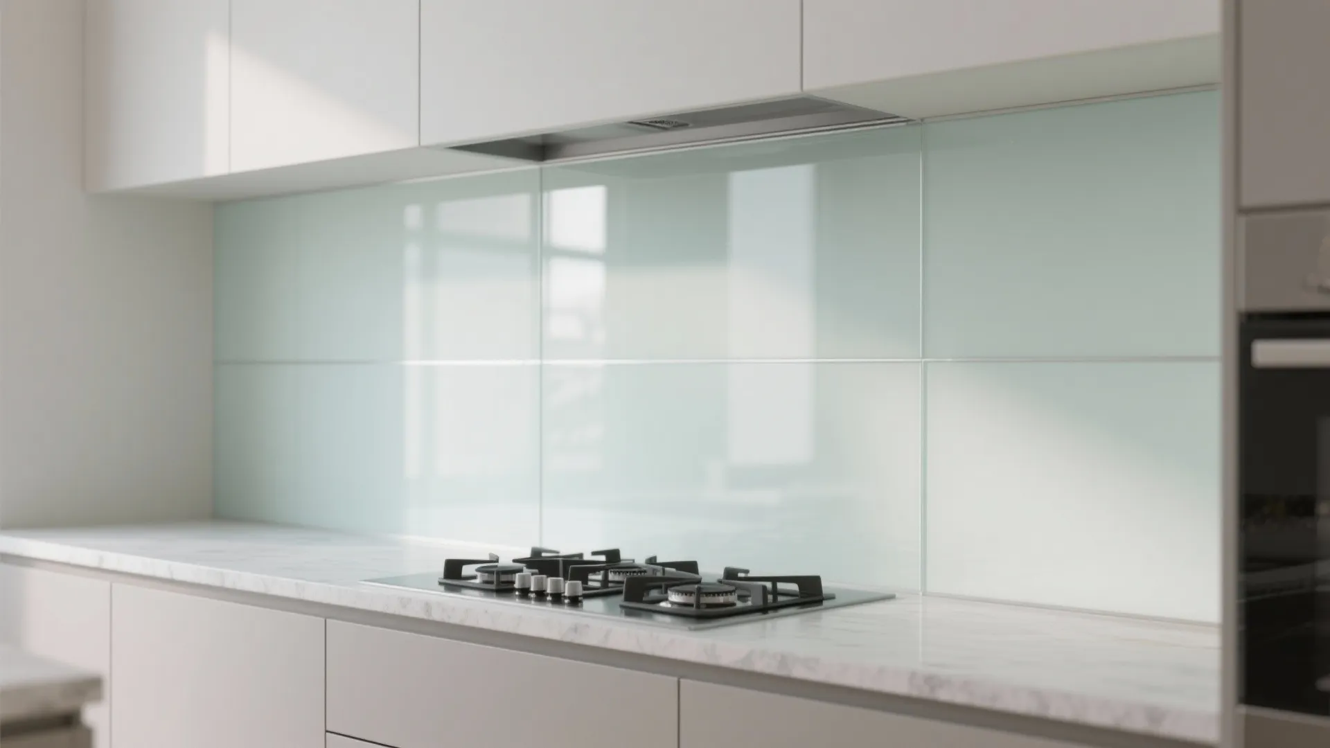 Glass backsplash for brighter, easy-clean surfaces