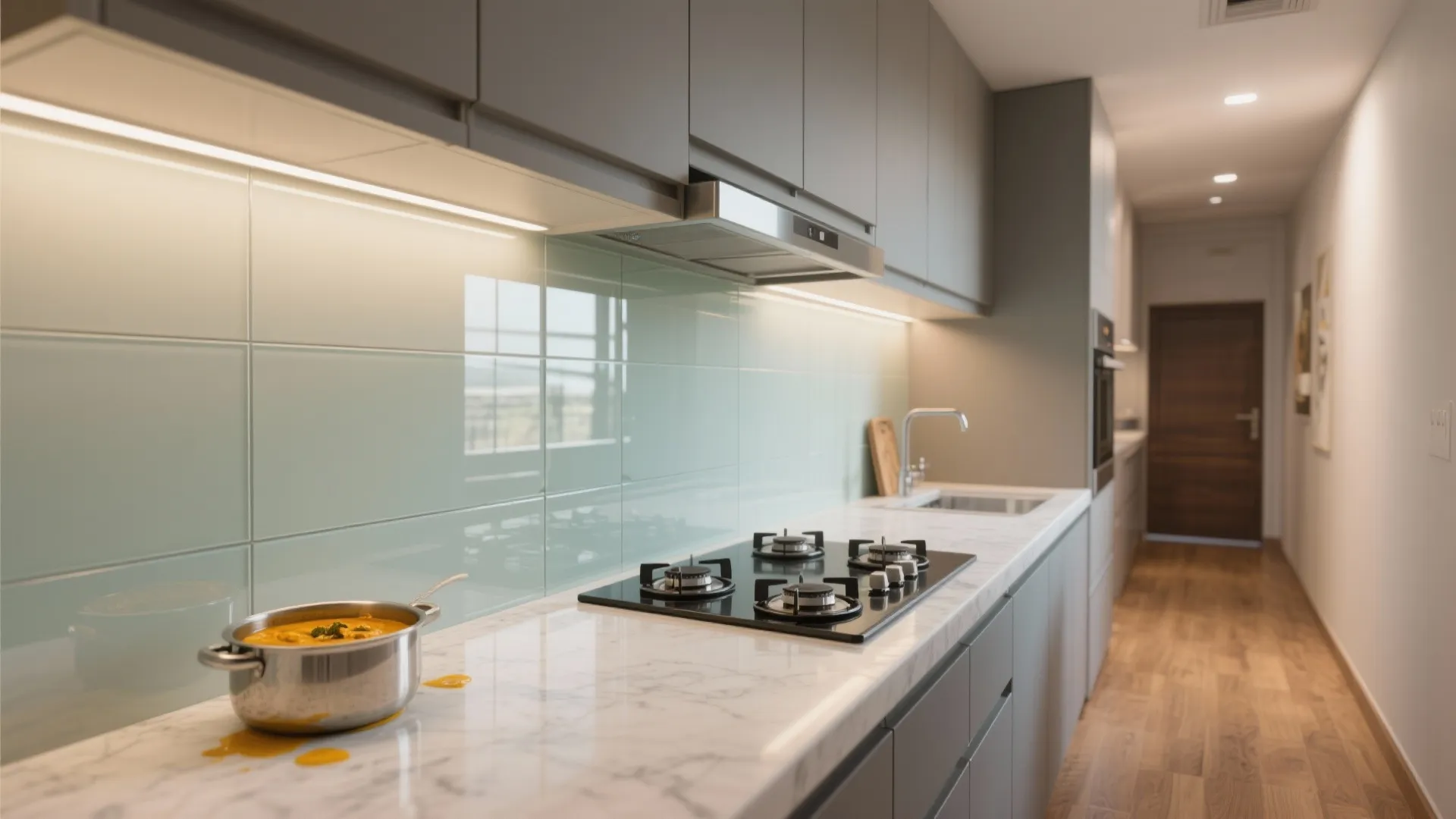 Glass Backsplash for Light and Easy Cleaning