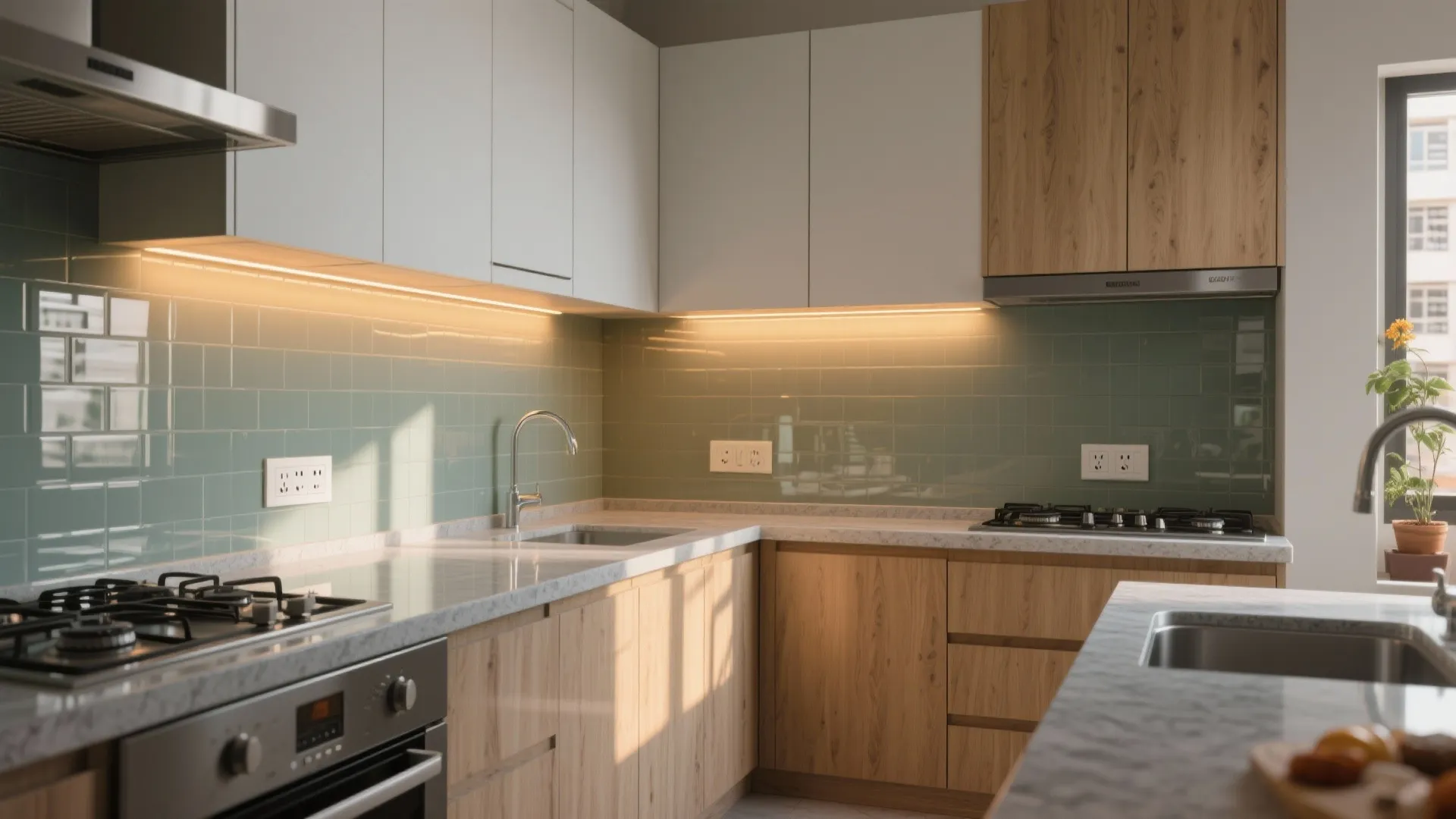 Glass Backsplash for Airy, Easy-to-Clean Style