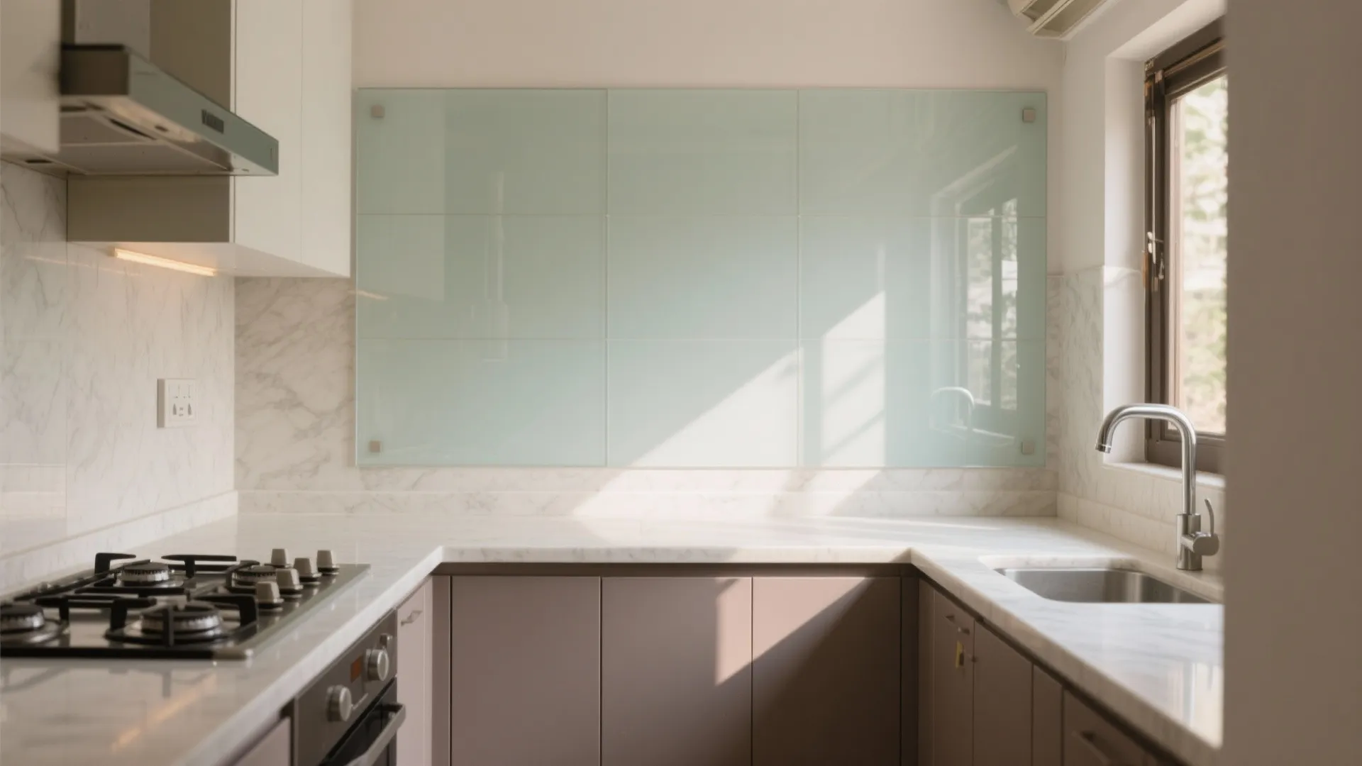 Glass Backsplash for Light and Easy Cleaning