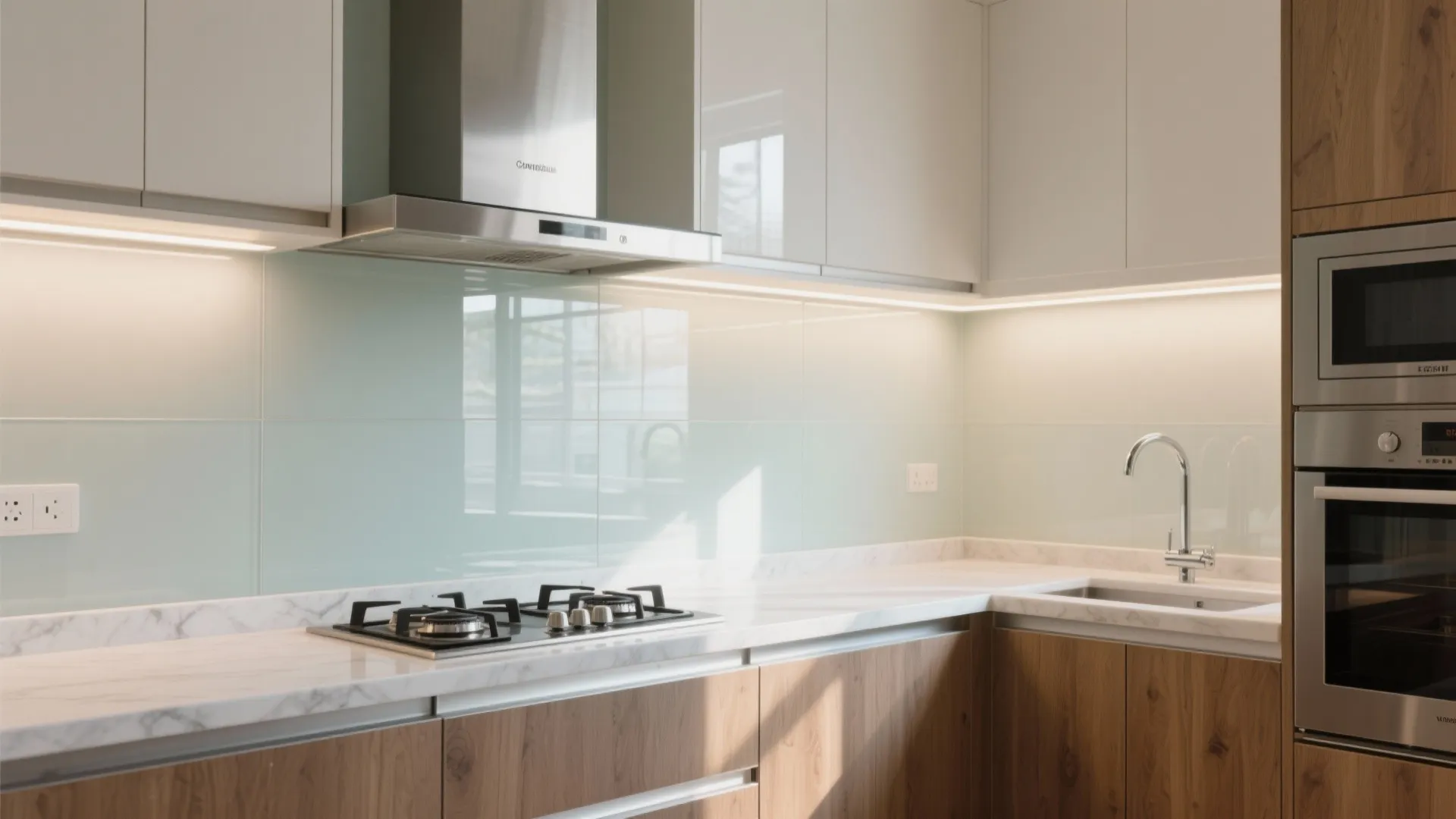 Glass Backsplash for Light and Depth