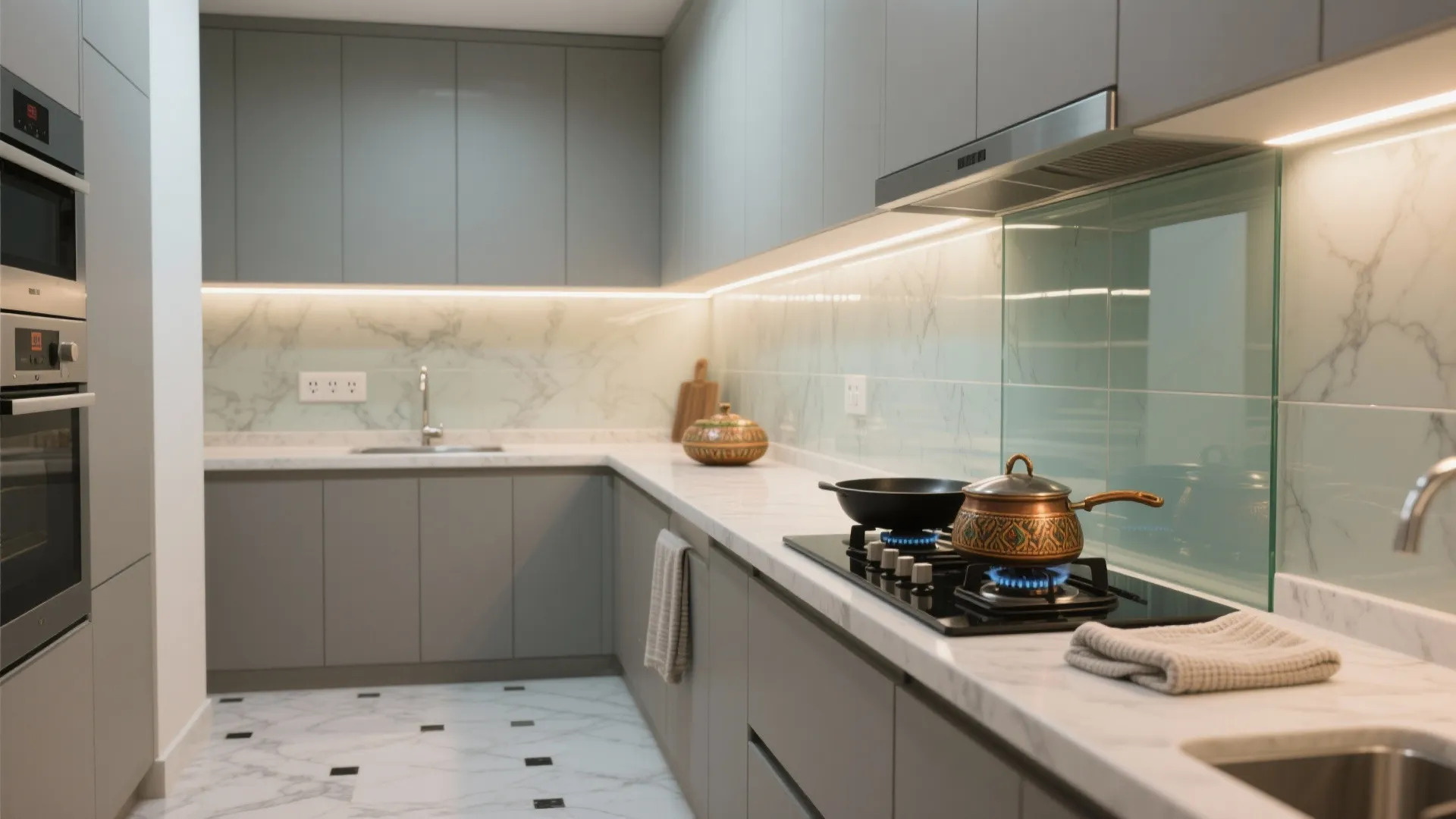 Glass Backsplash for Light and Easy Cleaning