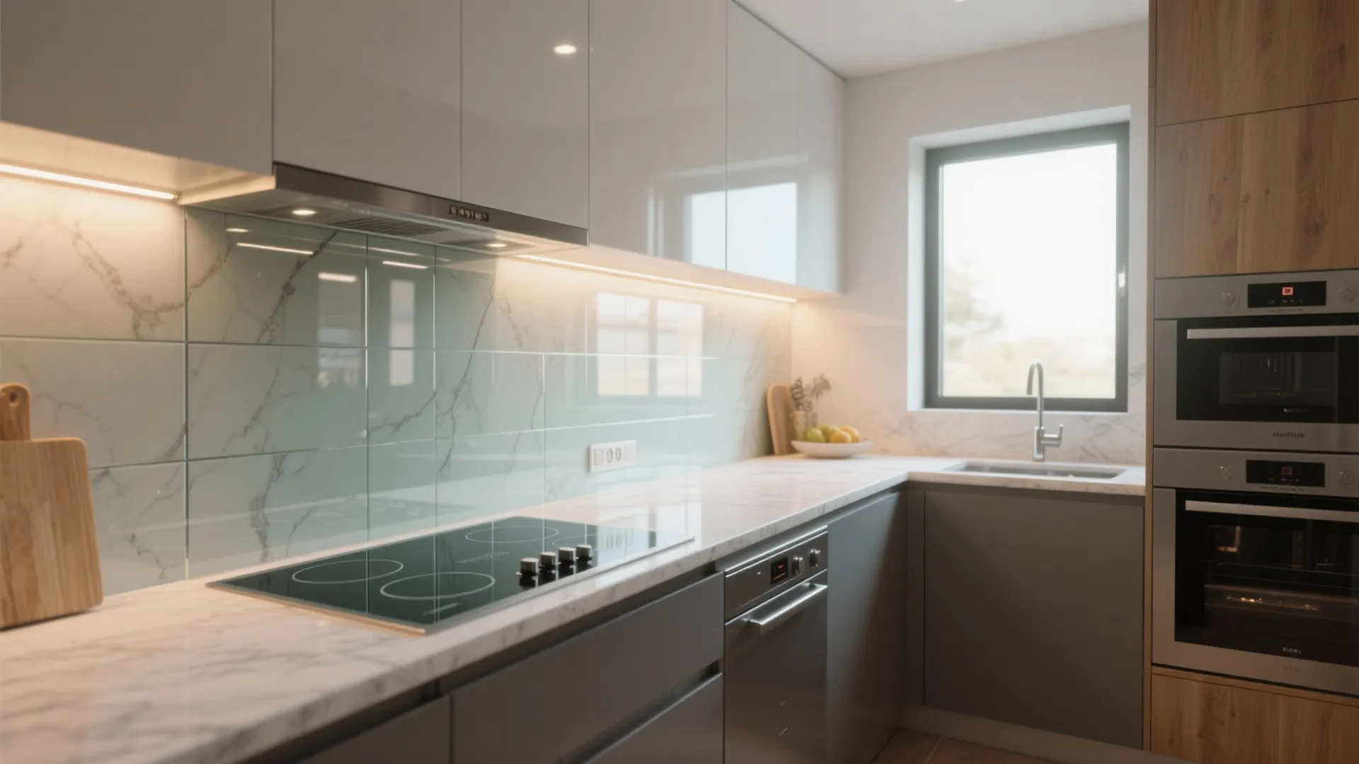 Glass Backsplash for Light and Cleanability