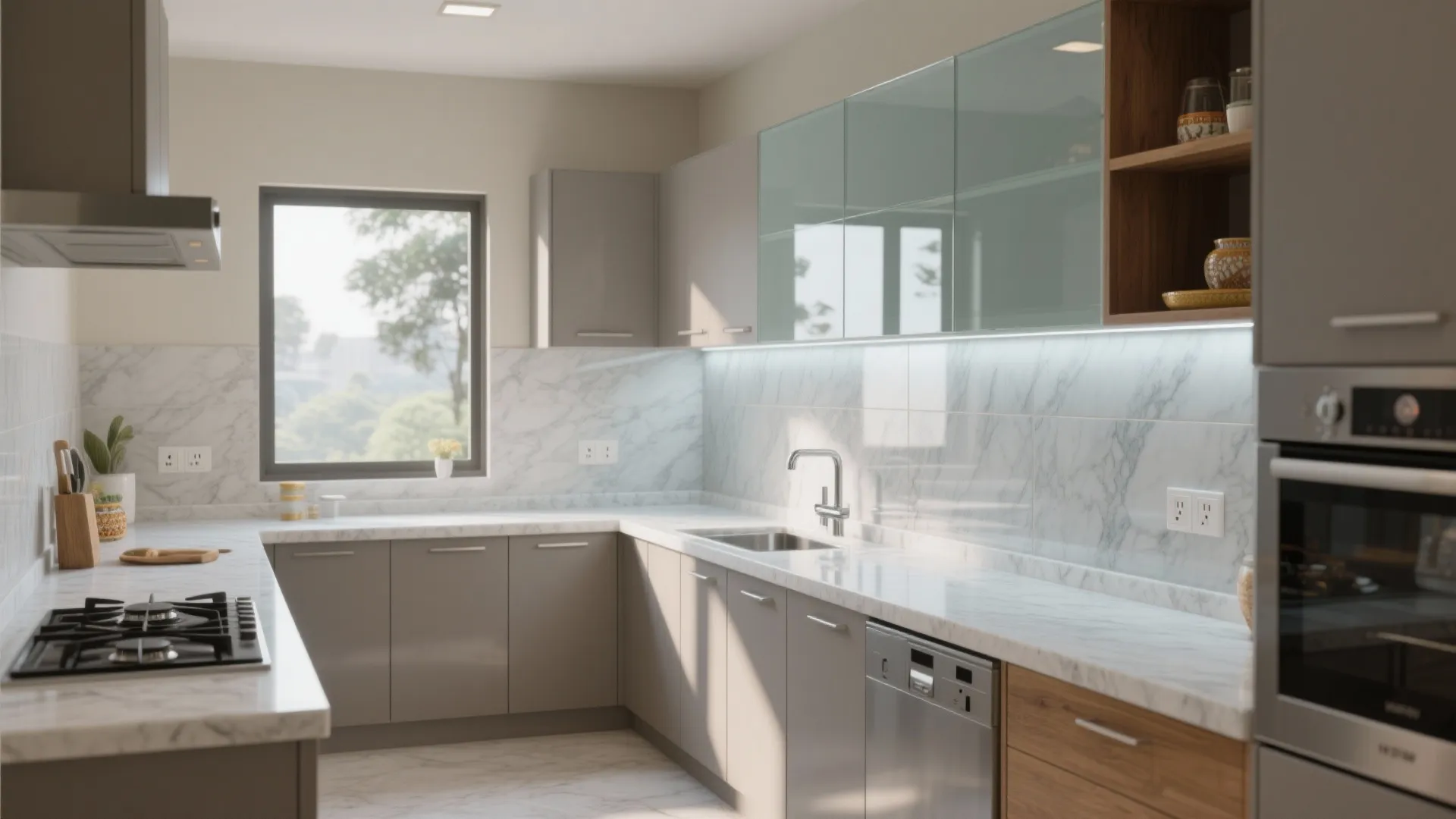 Glass Backsplash for Light and Easy Cleanup