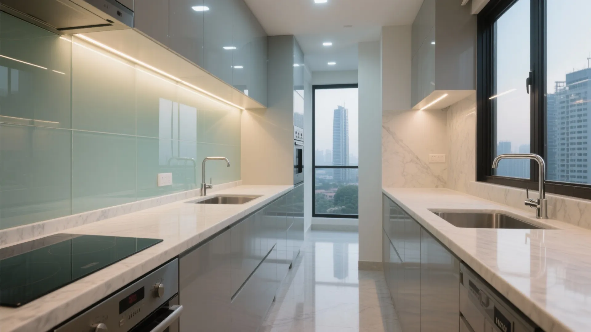 Glass Backsplash for Light and Easy Cleaning