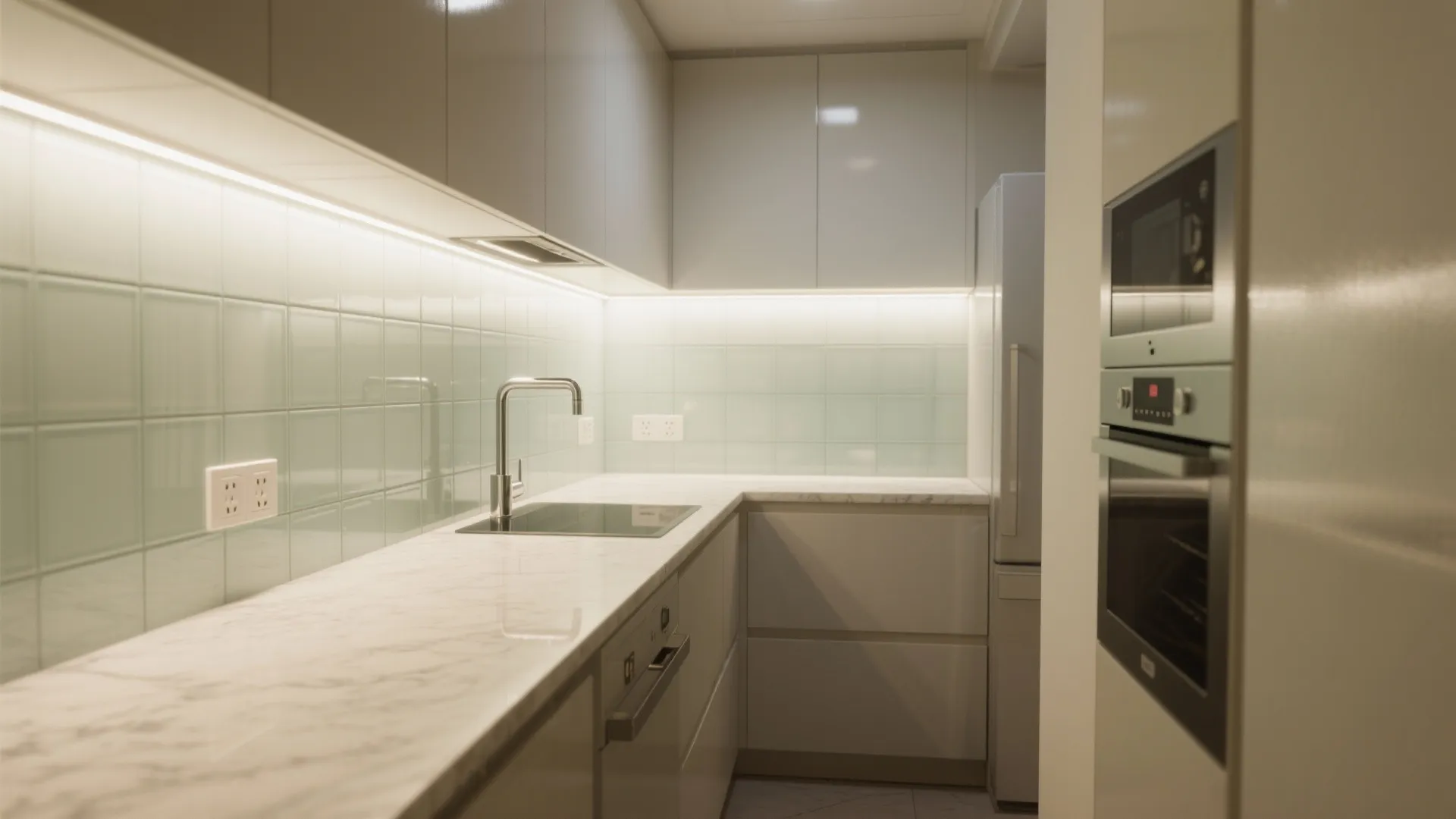 Glass Backsplash and Light-Reflective Surfaces in the Kitchen