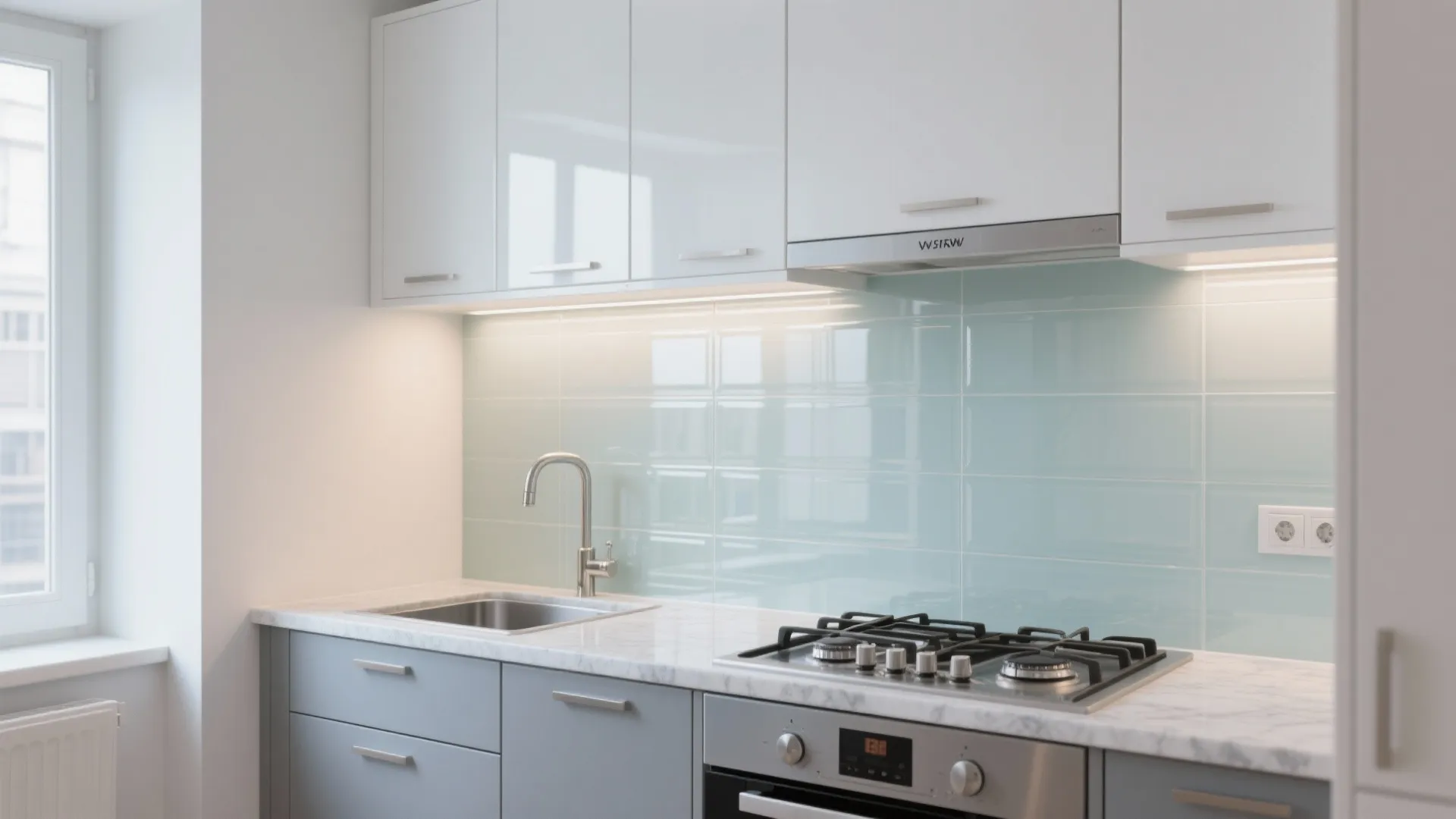 Glass backsplash for brighter, low-maintenance kitchens