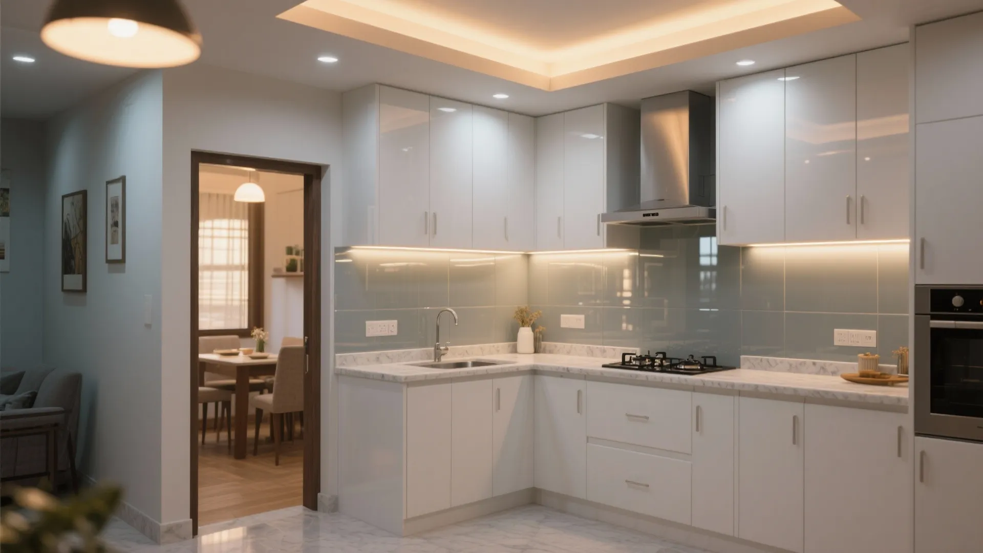 Light, airy kitchens with glass and task lighting