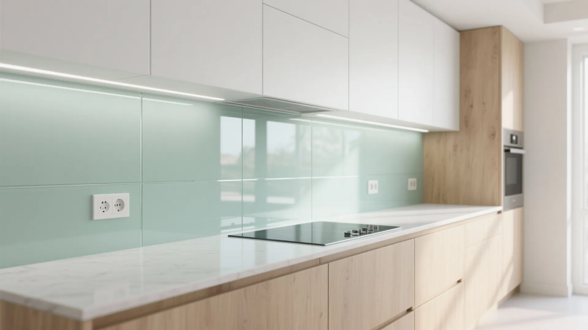 Glass Backsplash and Light Bouncing in the Kitchen