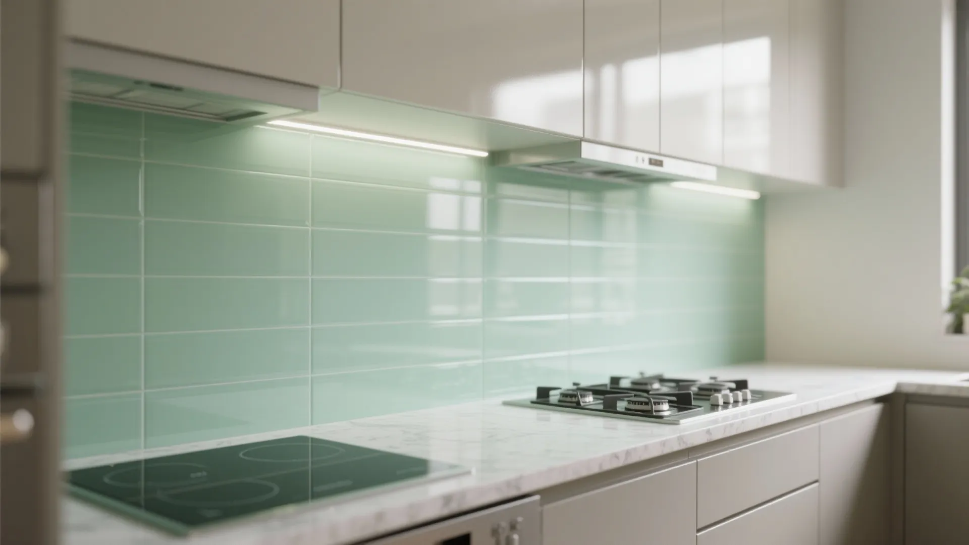 Glass Backsplash for Light and Easy Cleaning