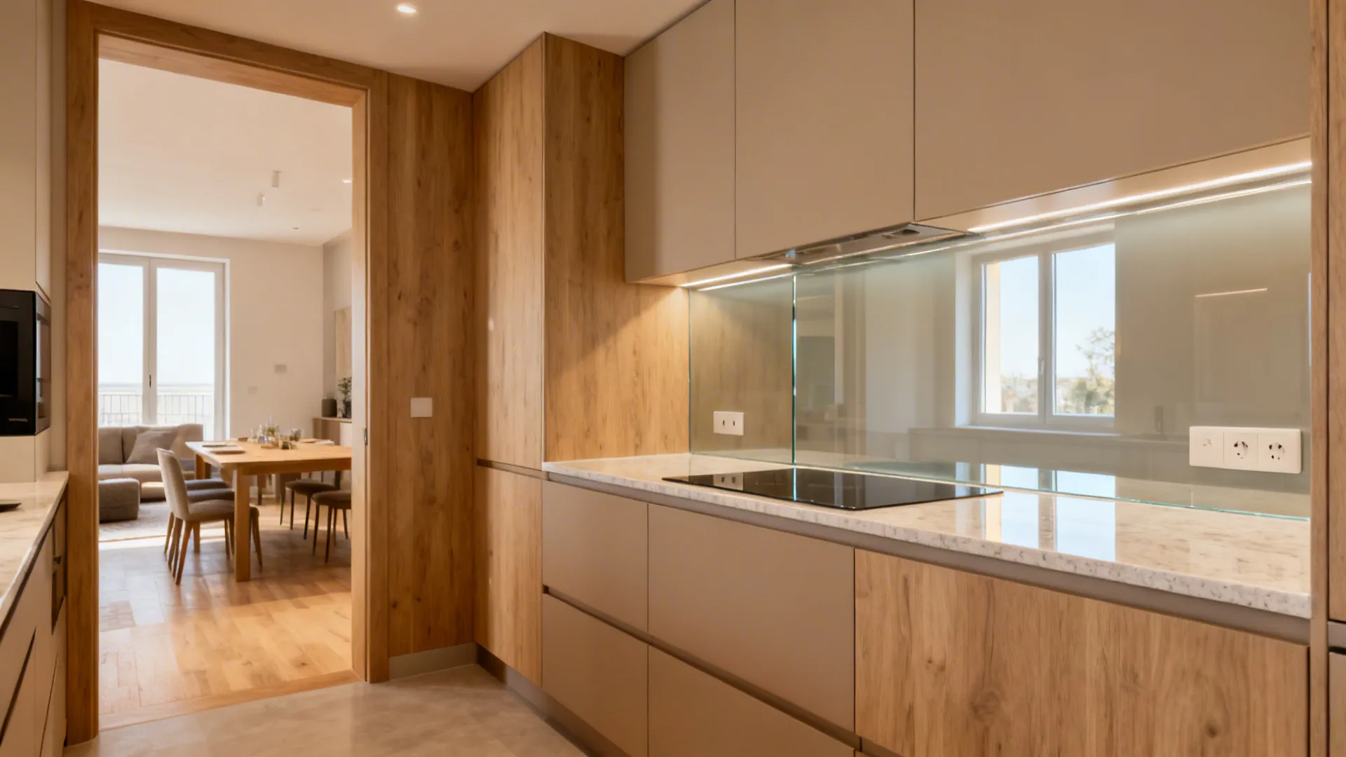 2) Glass Backsplash for Light, Depth, and a Subtle Sparkle