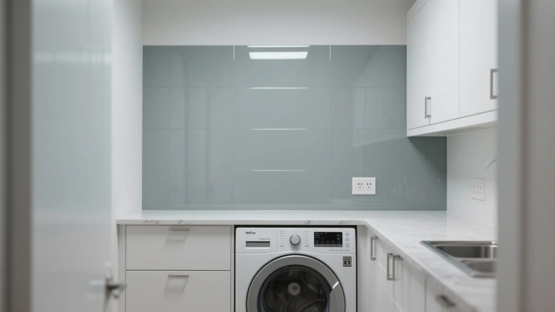 4) Glass backsplash panels for splash-prone walls