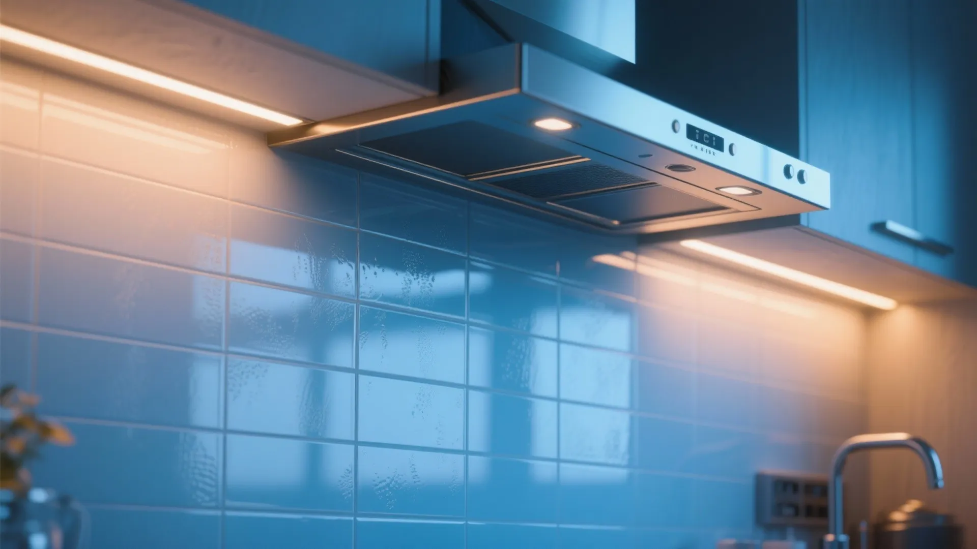 5. Glass Backsplash with Under-cabinet Lighting