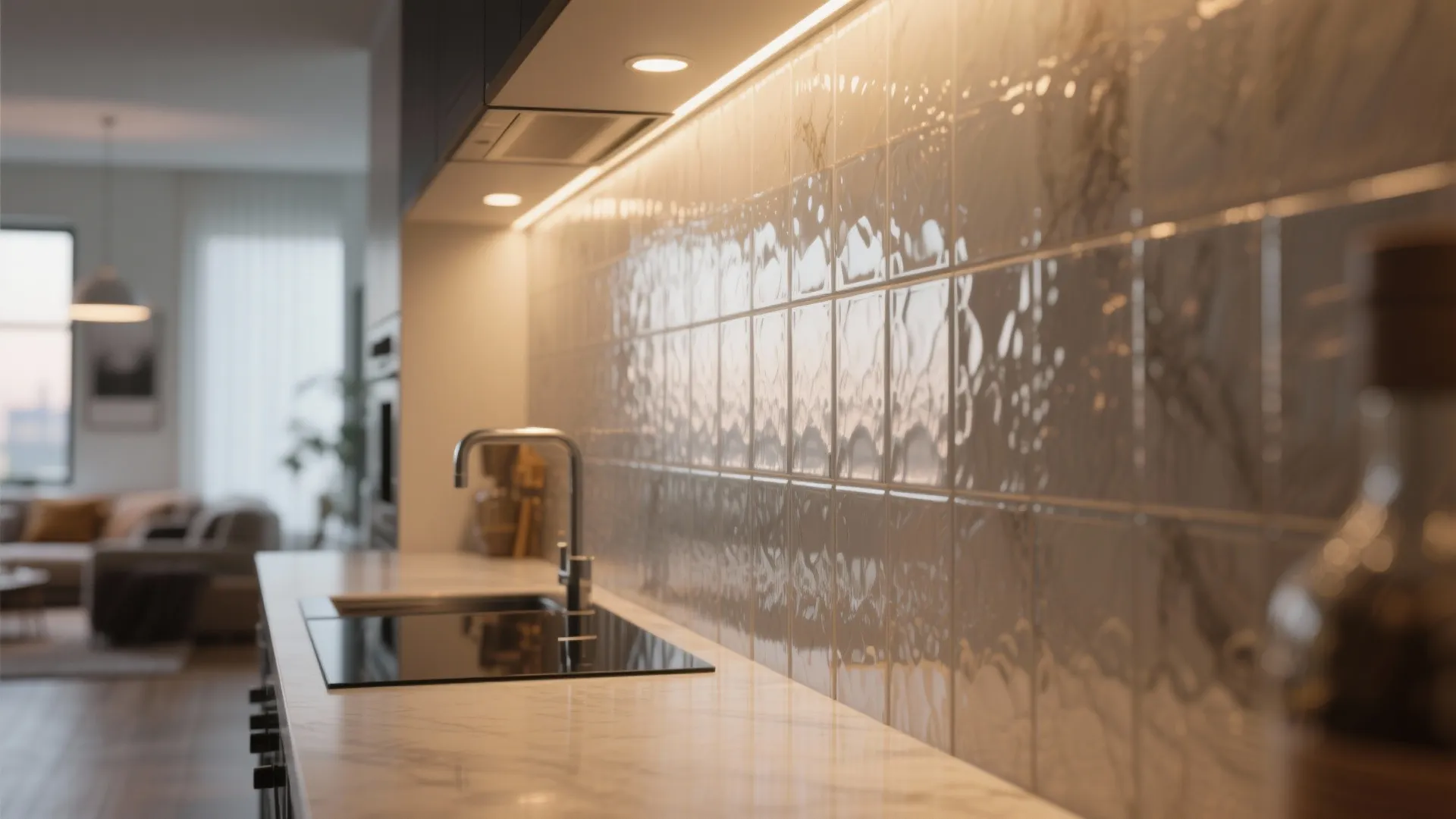 2. Glass Backsplash for Light and Space