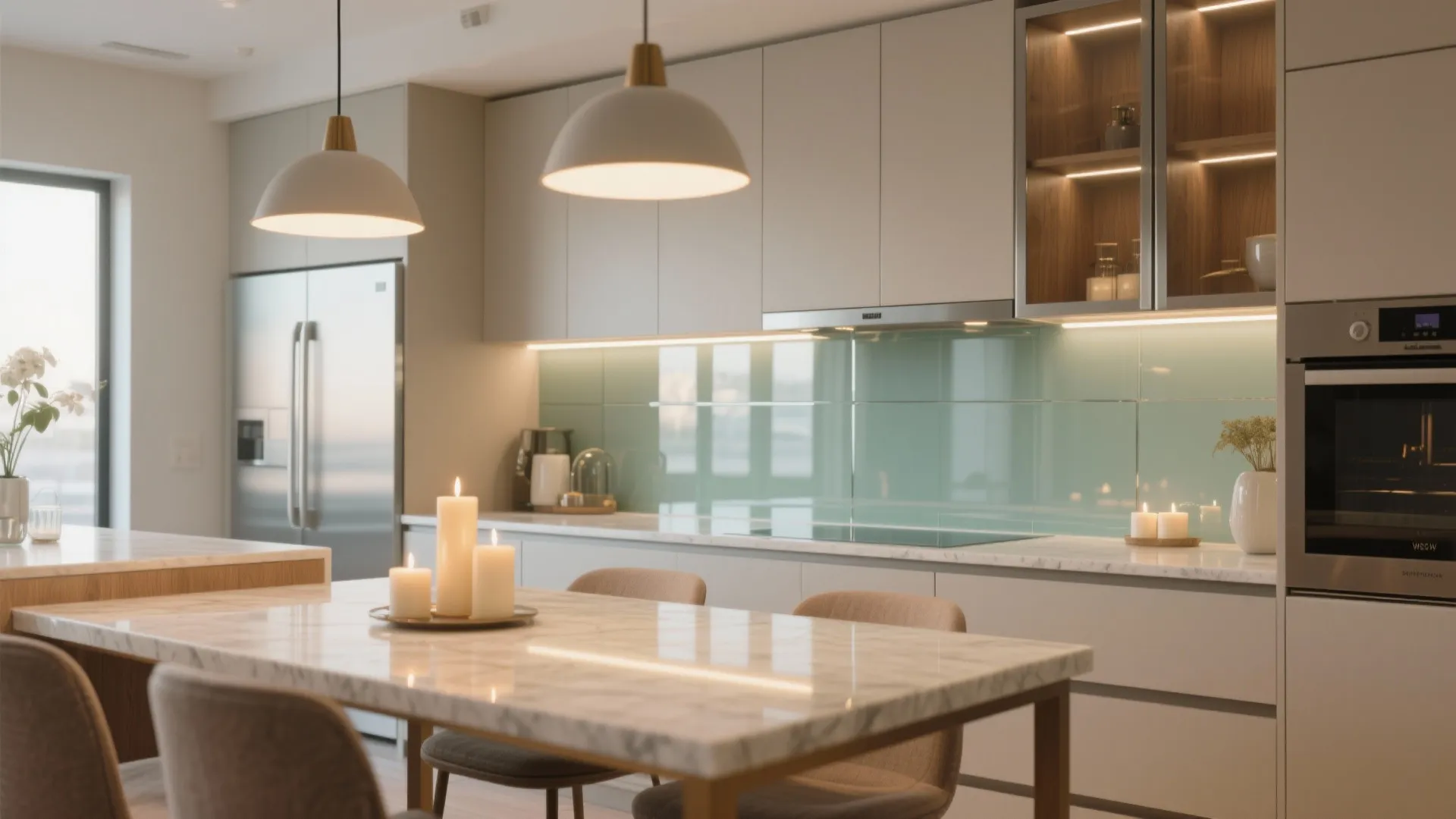 Glass Backsplash and Reflective Light