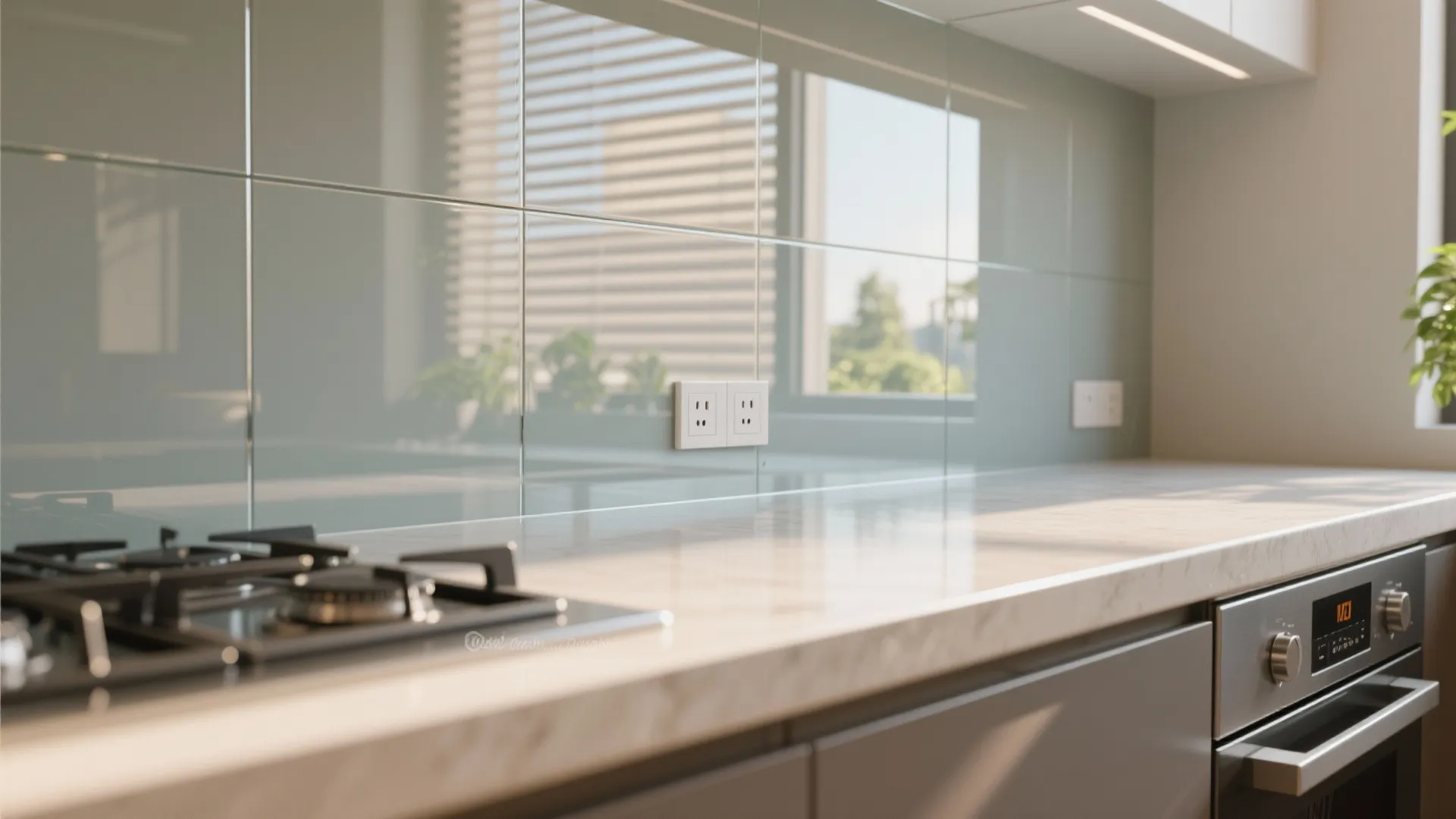 Glass backsplash to bounce balcony light