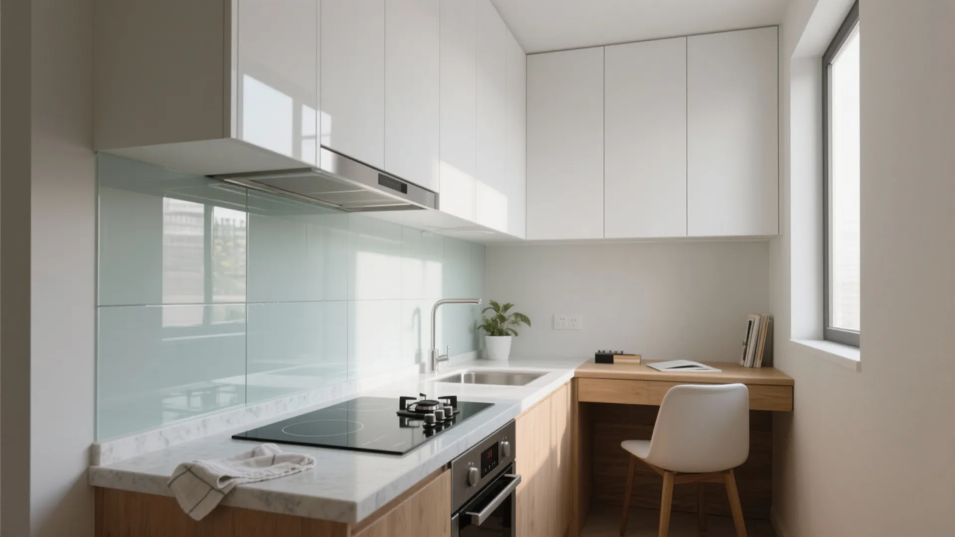 Glass Backsplash for Light and Easy Cleaning