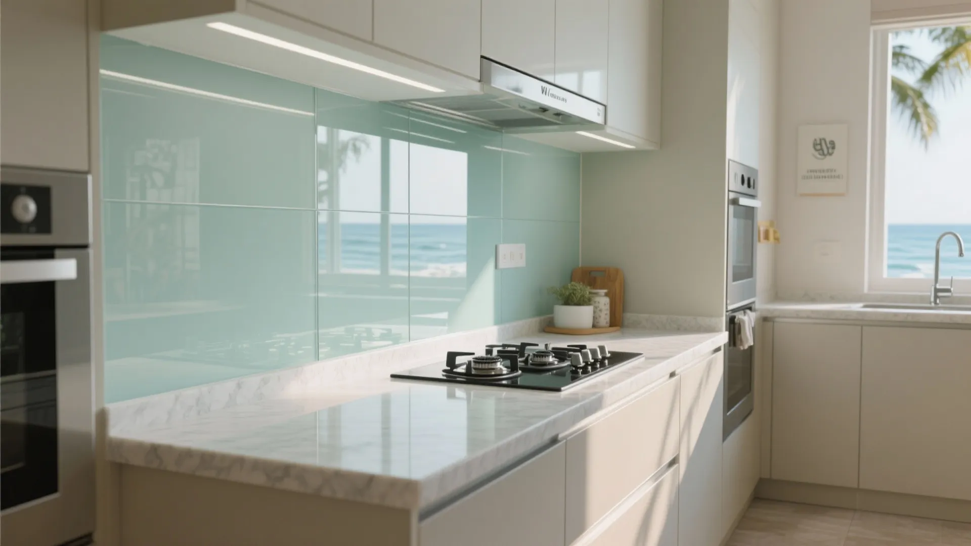 Glass Backsplash for Light and Easy Cleaning