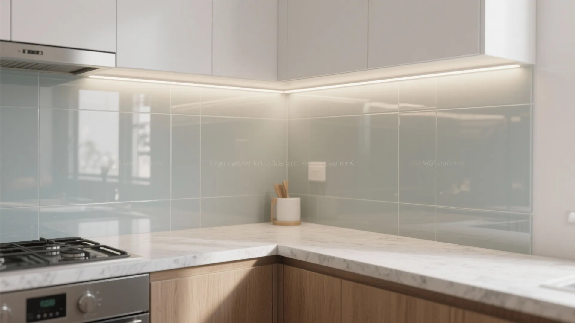 Glass Backsplash for Light and Depth