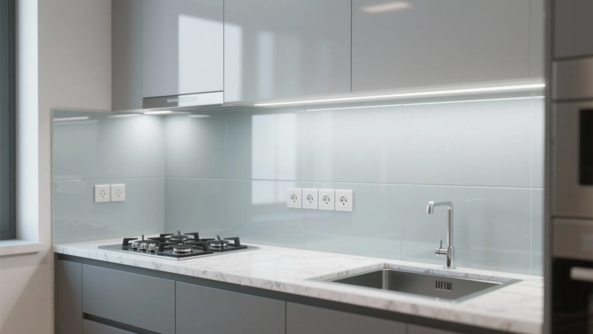 Glass Backsplash for Light and Easy Cleaning