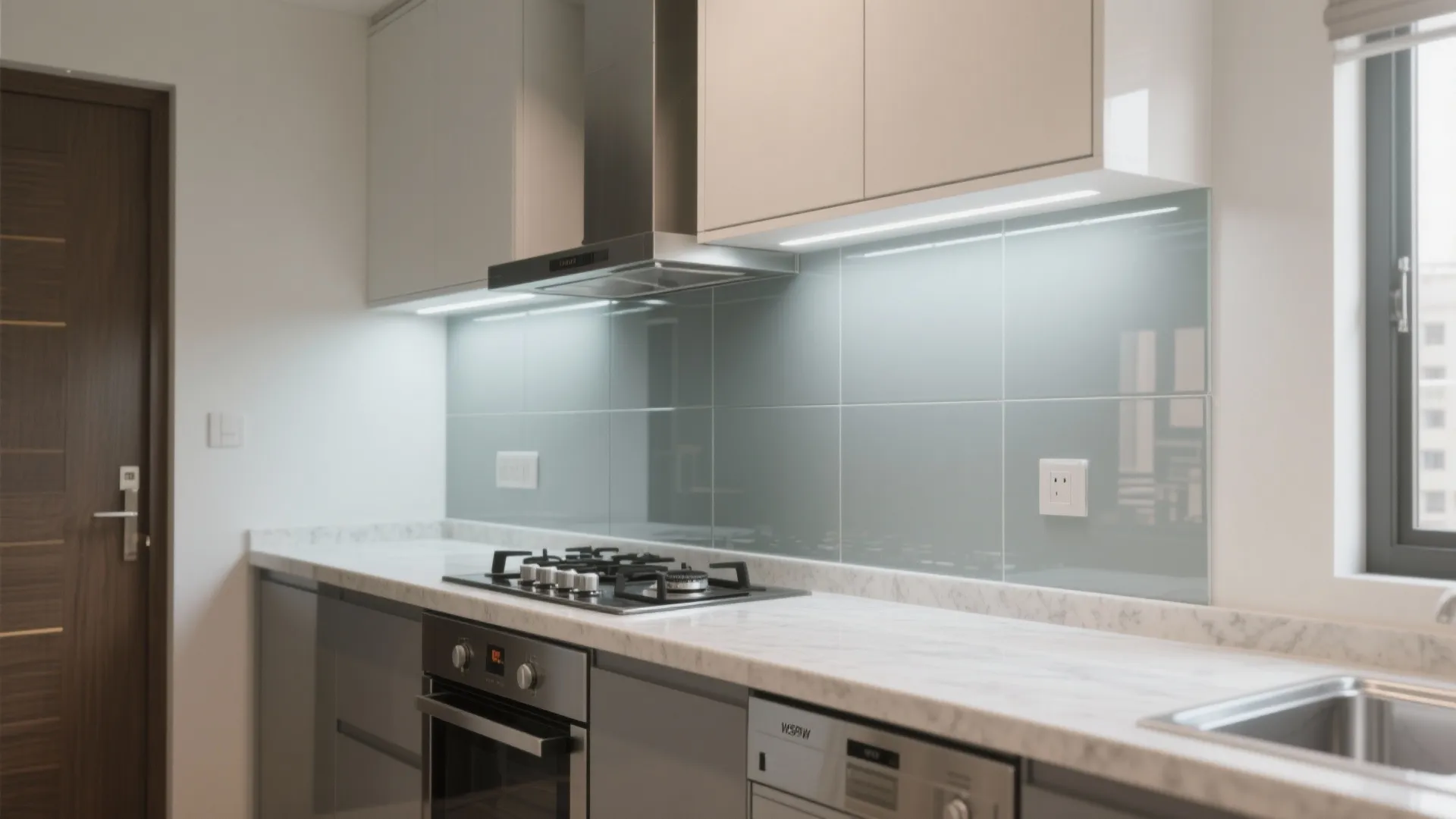 Glass Backsplash for Light and Easy Cleaning