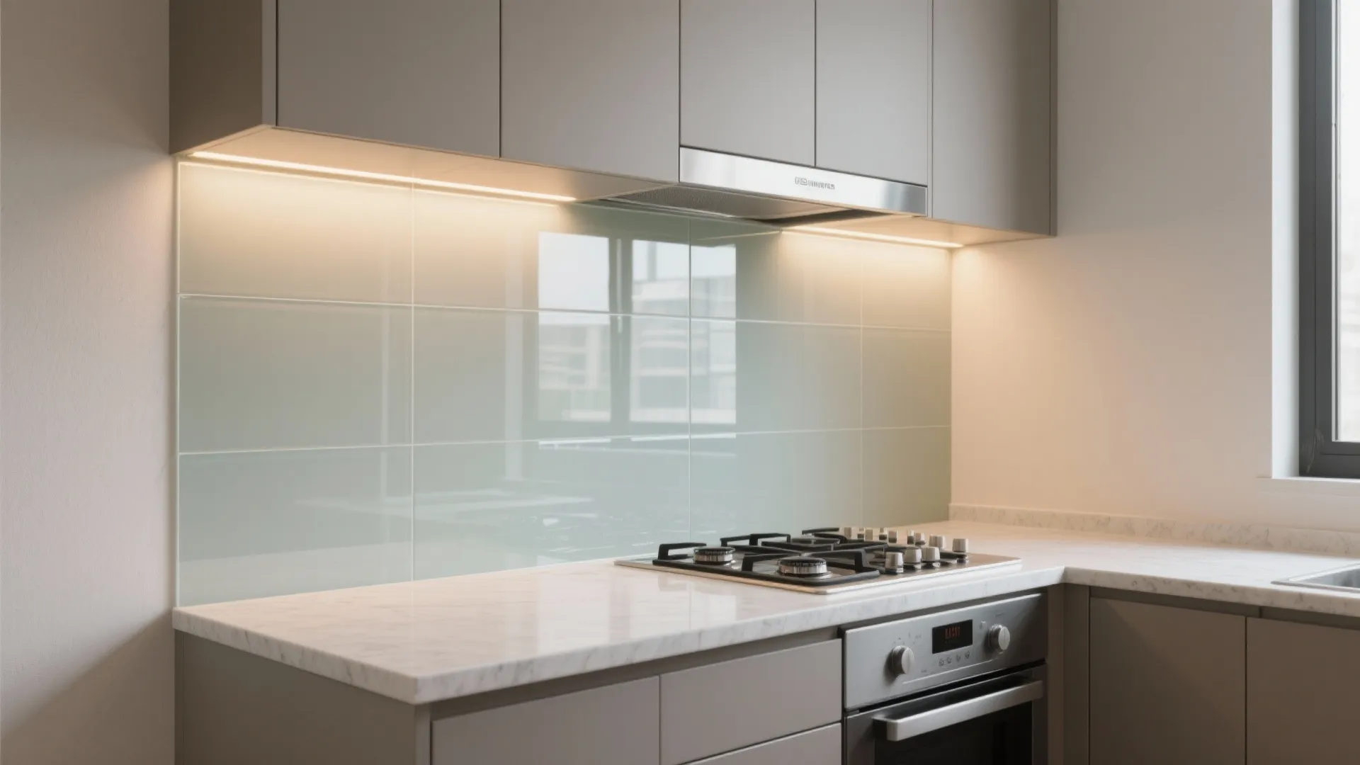 Glass backsplash for better light