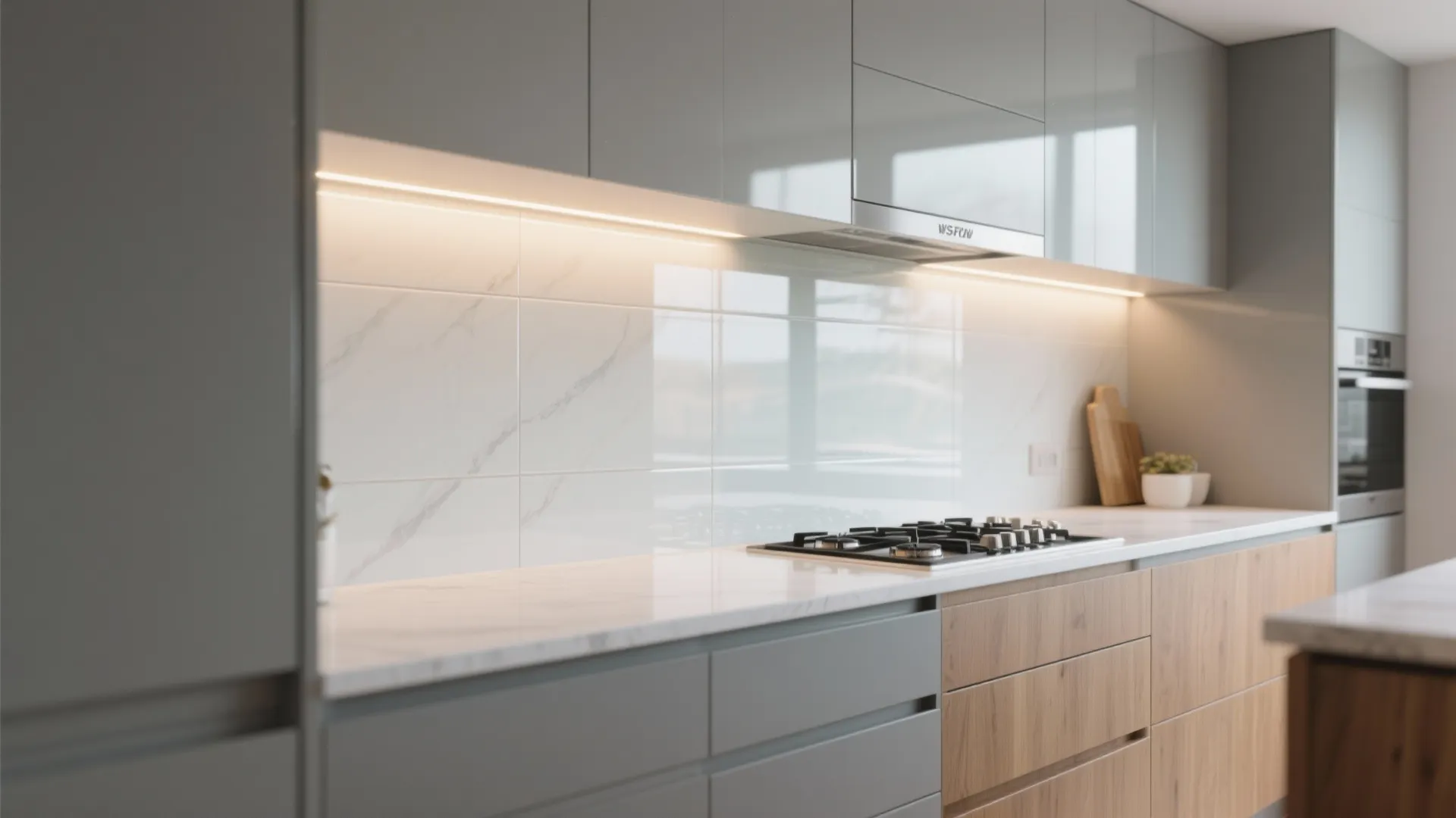 Glass Backsplash for Light and Depth