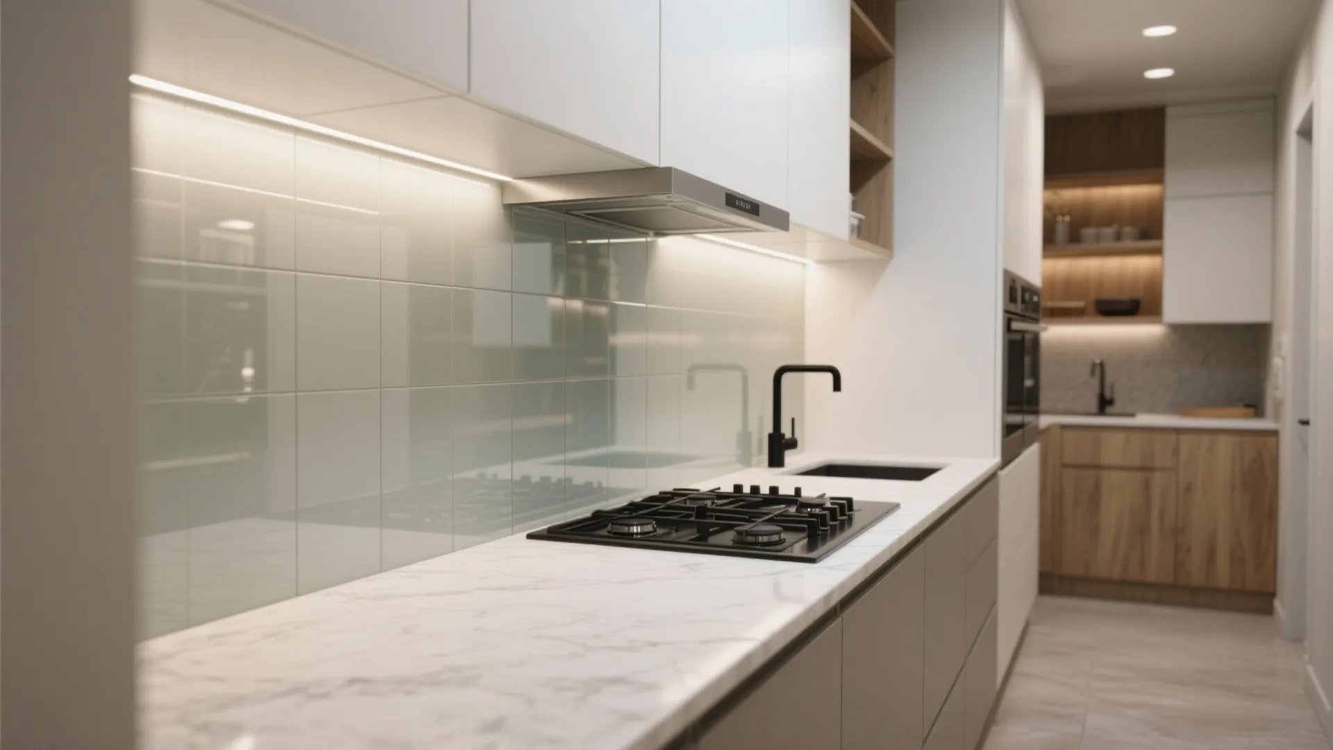 Glass Backsplash to Boost Light and Depth