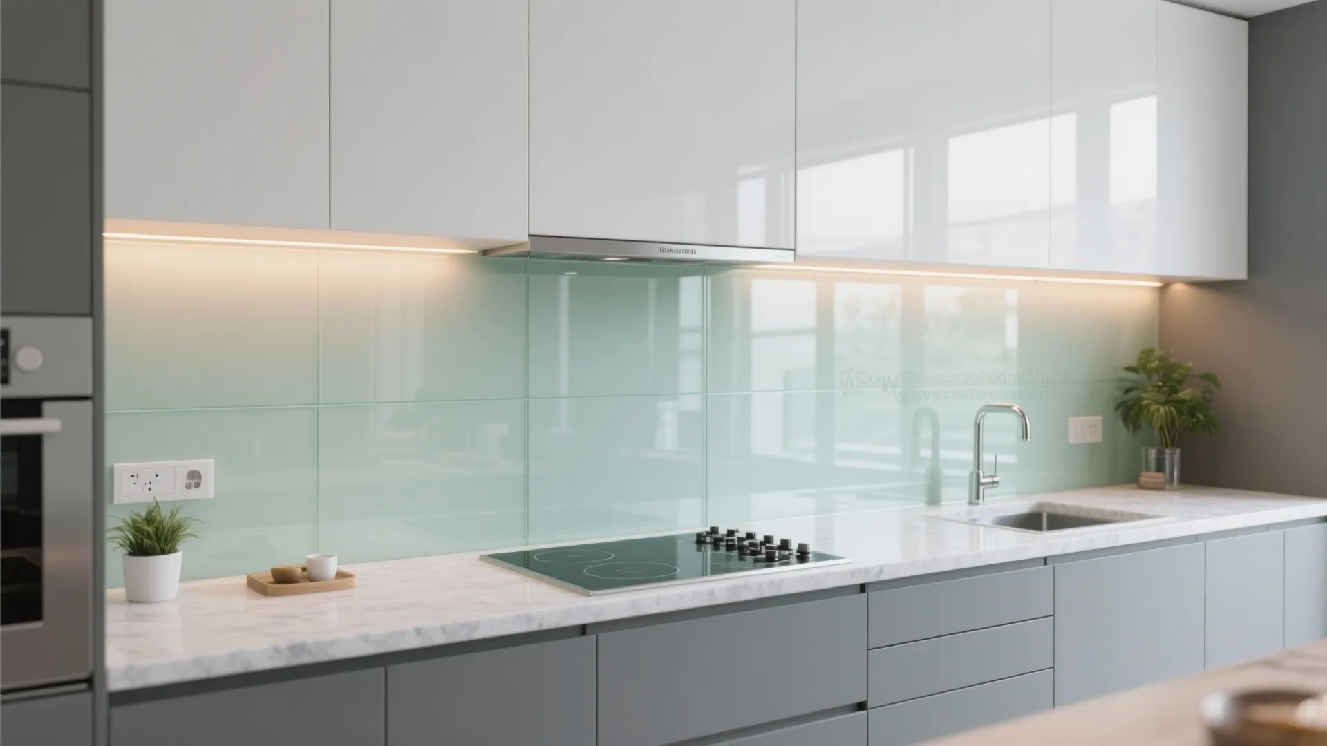Glass Backsplash to Amplify Light